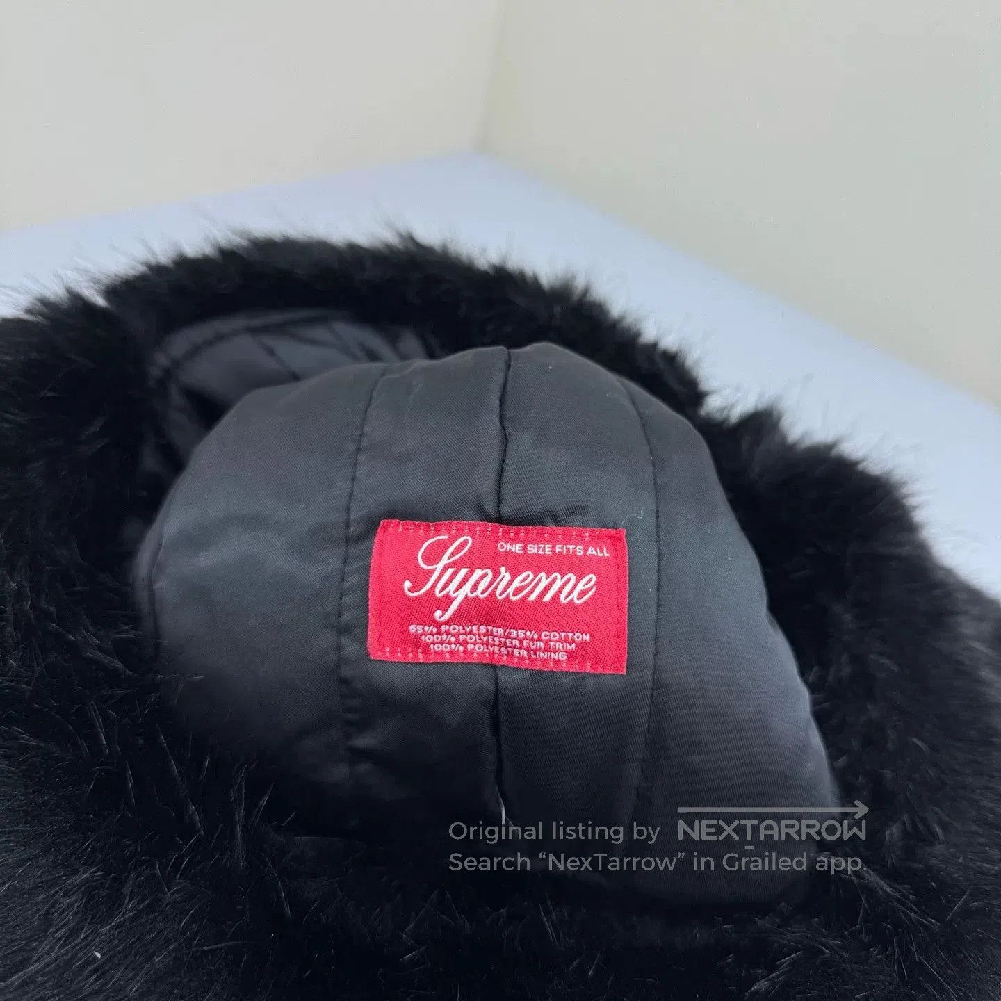 supreme black fur lineman hat.