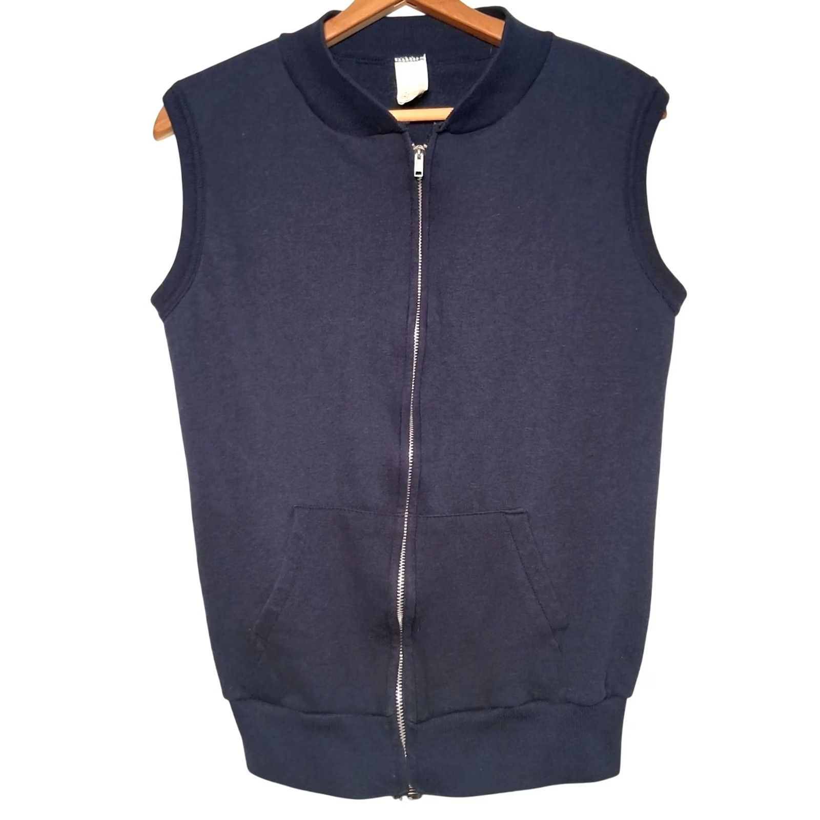 Vintage VINTAGE Unbranded Sweatshirt Vest M Blue Zip Sleeveless Mock Neck Activewear Sportswear Men Size US M / EU 48-50 / 2 - 2 Thumbnail