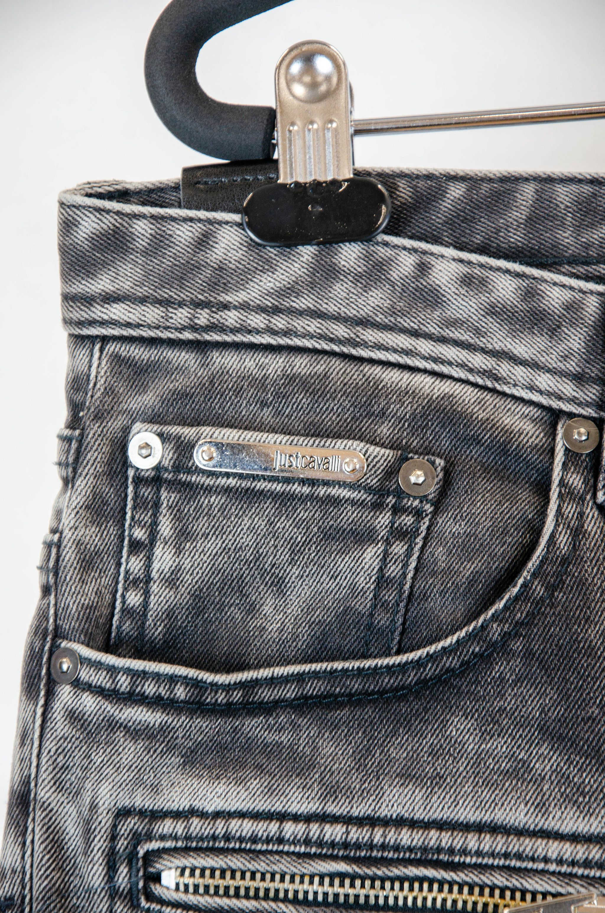 Just Cavalli Just Cavalli Biker Jeans Grey Wash – Size 52 Size US 36 / EU 52 - 4 Thumbnail