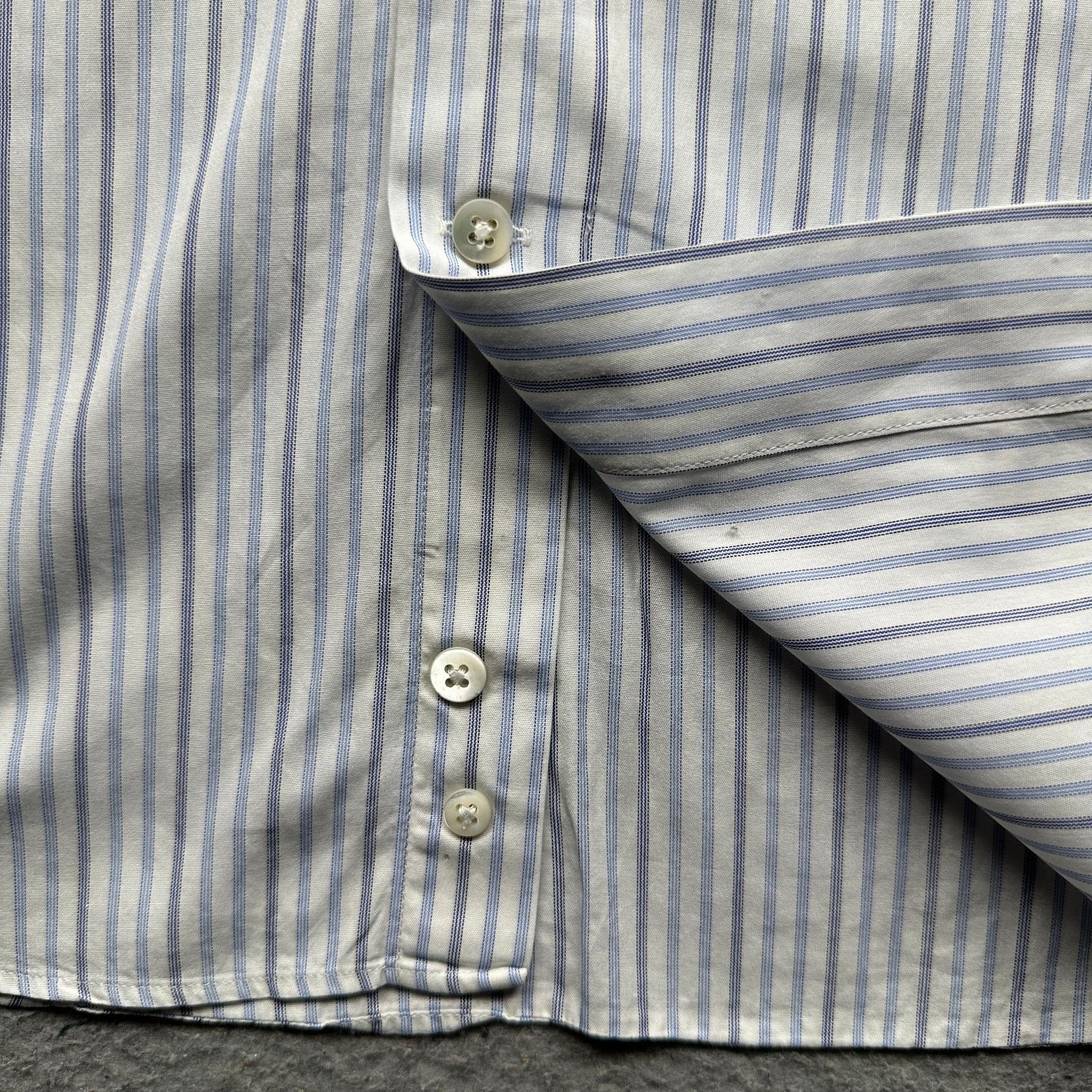 Canali Canali Blue White Striped Dress Shirt Men Medium 38 15 Italy Size US M / EU 48-50 / 2 - 10 Thumbnail