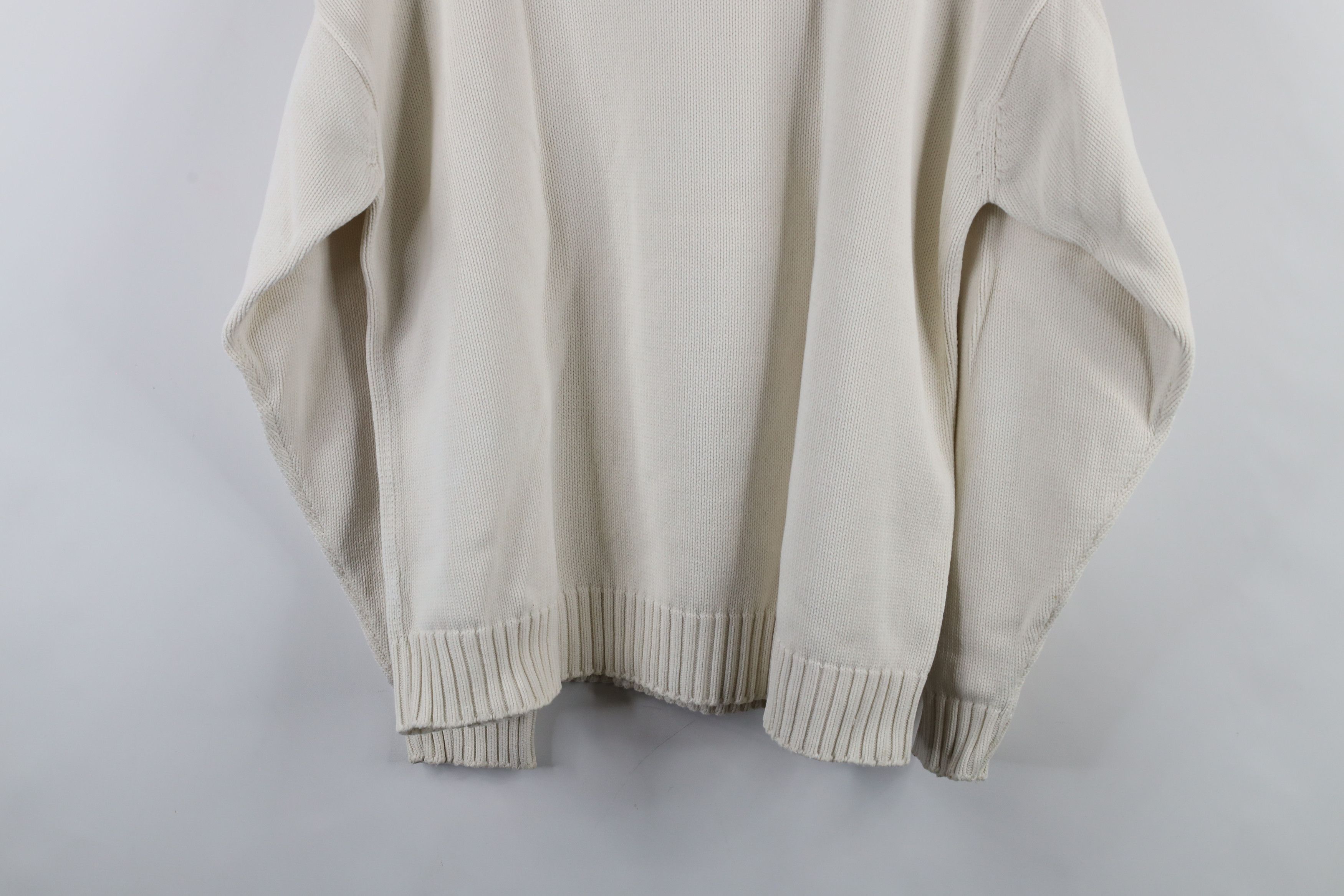 Eddie Bauer × Vintage Vintage 90s Eddie Bauer Blank Cotton Knit Sweater Cream Size US XL / EU 56 / 4 - 13 Thumbnail