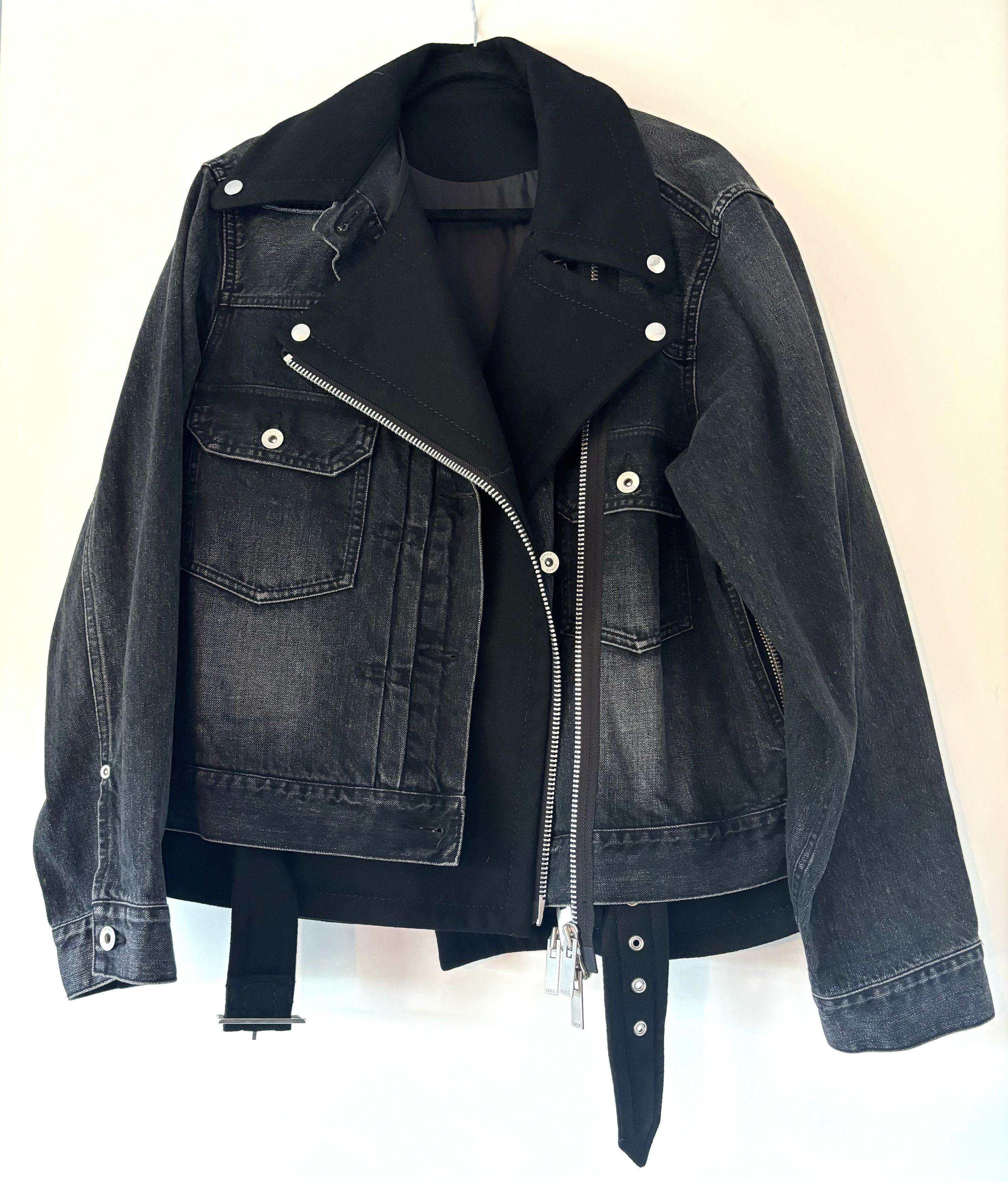 Sacai Sacai Black Wool & Denim Layered Jacket Size M / US 6-8 / IT 42-44 - 1 Thumbnail