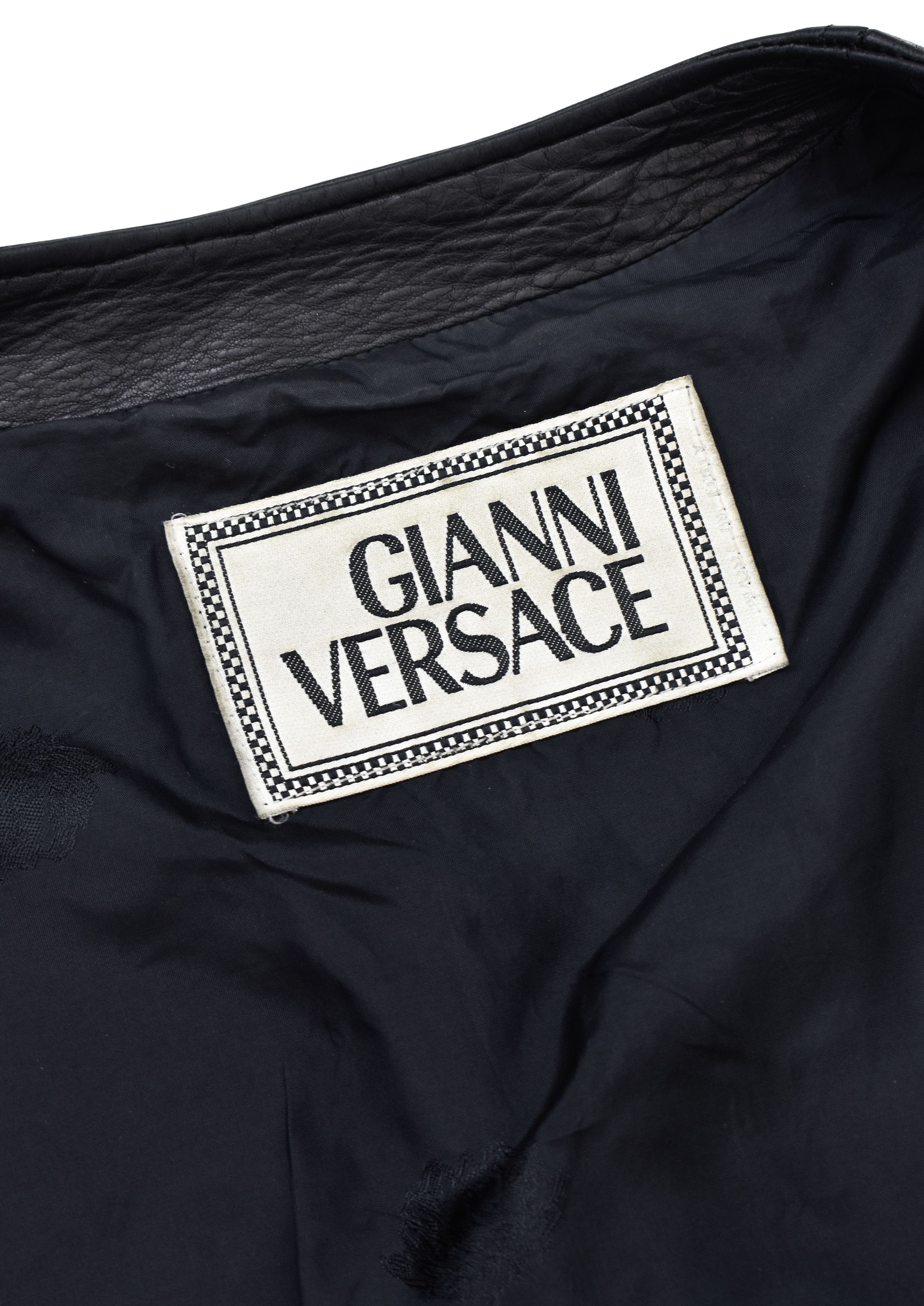 Versace RARE! Gianni Versace 2002 Gothic Leather Jacket Sleeves Logo Size S / US 4 / IT 40 - 8 Thumbnail