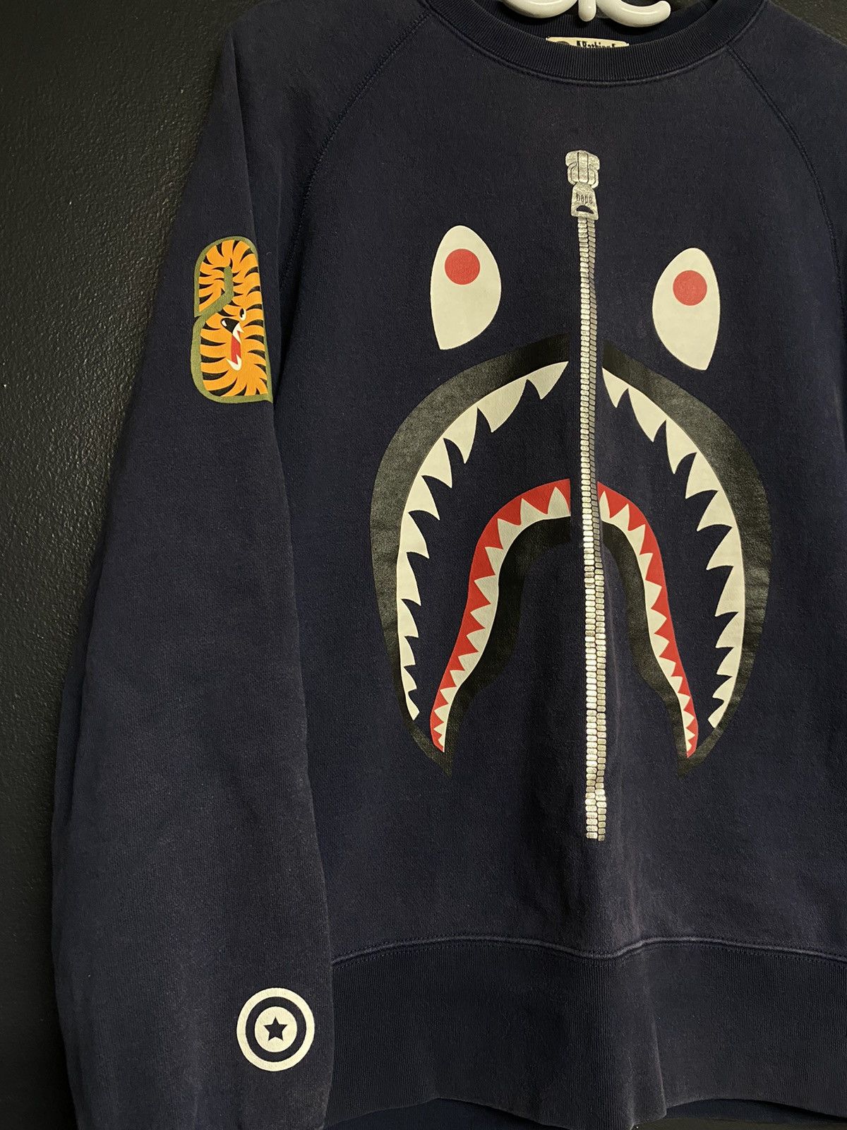Bape Navy Bape Shark Face Crewneck Sweater Size US M / EU 48-50 / 2 - 3 Thumbnail