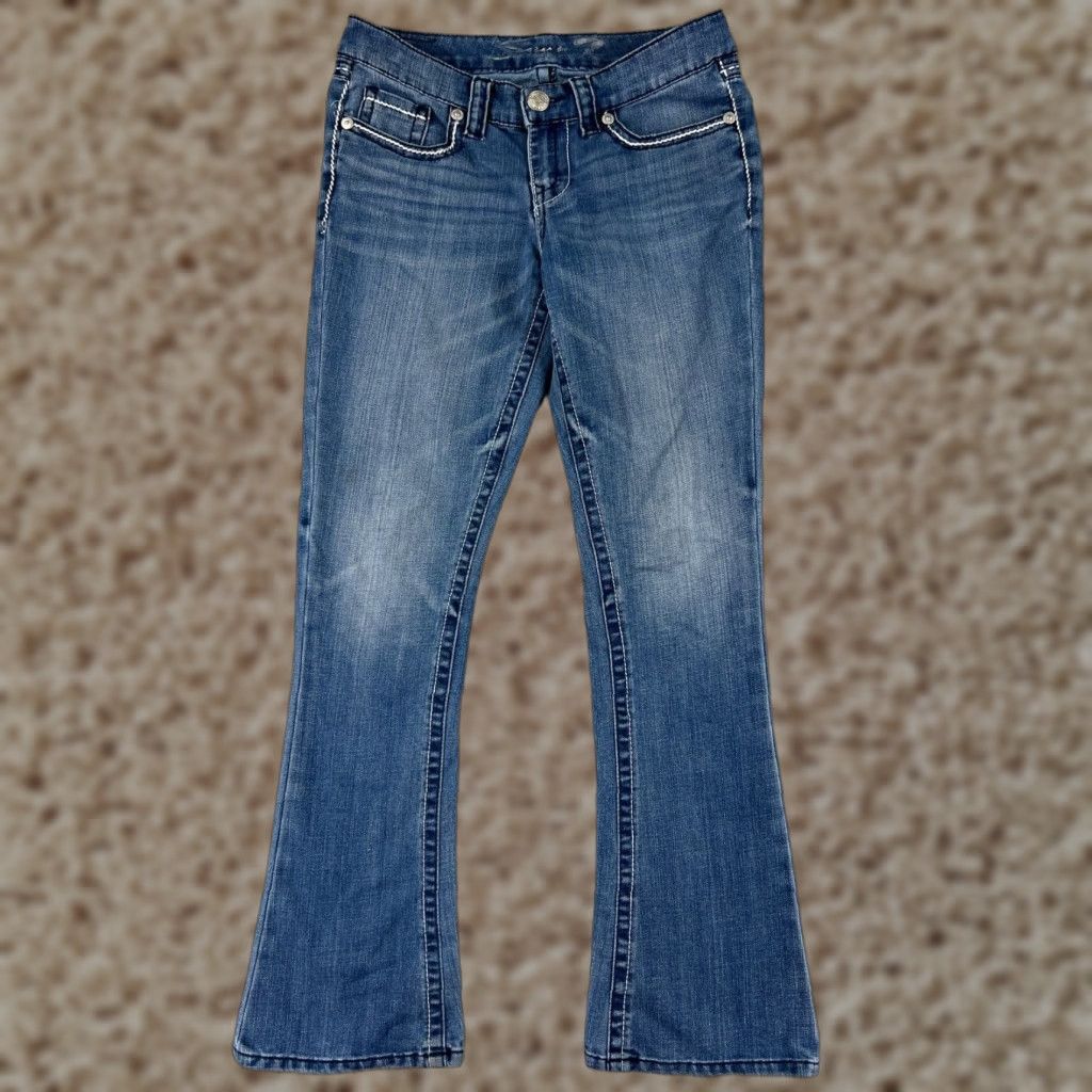 Vintage Seven7 Jeans Women 8 Blue Denim Slim Flared 30x30 Cotton Embroidered Pocket 5-Pocket Low Rise Regular Vintage No N/A Size 32" / US 10 / IT 46 - 1 Thumbnail