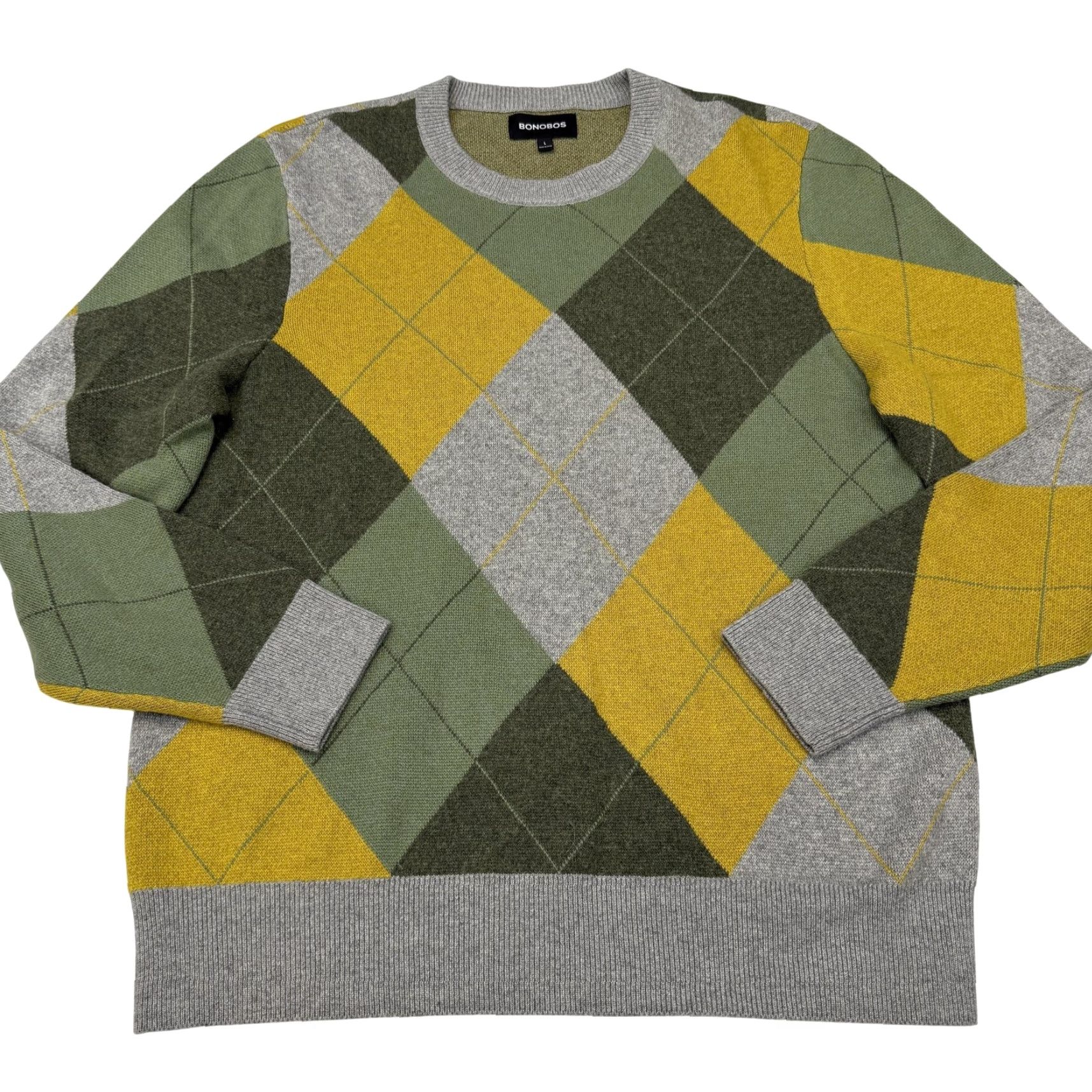 Bonobos Bonobos Sweater Mens Large Multicolor Argyle Wool Alpaca Blend Crewneck Knit Size US L / EU 52-54 / 3 - 2 Thumbnail