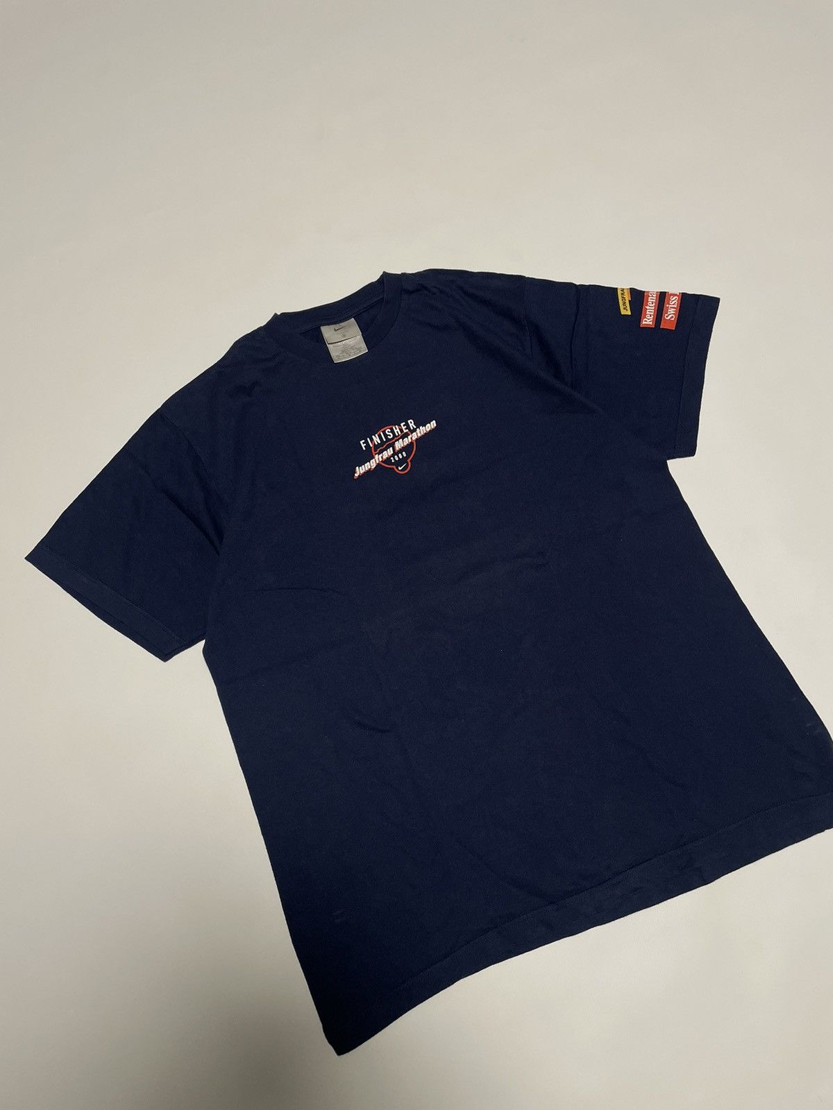 Nike × Vintage Nike Vintage 90’s Big Logo Jungfrau Marathon 2000 T-Shirt Size US M / EU 48-50 / 2 - 2 Thumbnail
