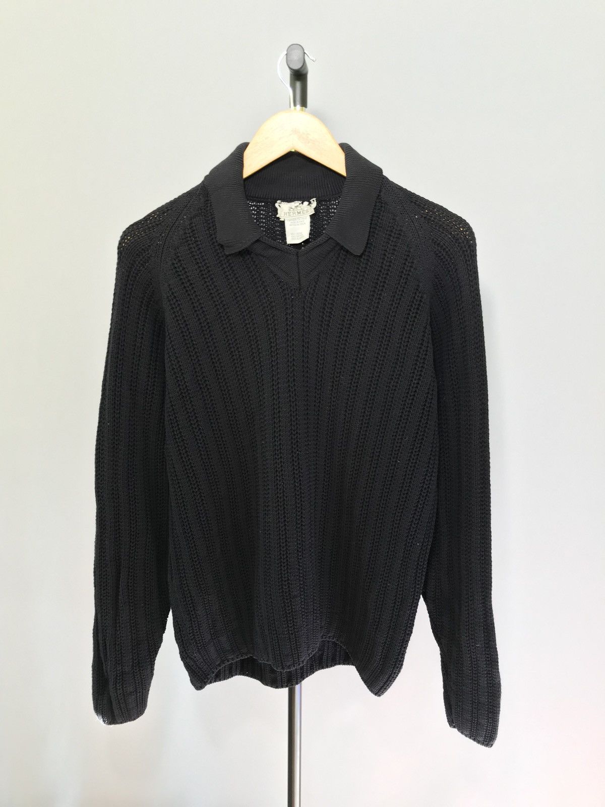 Hermes Vintage Hermes sweater mens knit navy blue cotton y2k casual Size US L / EU 52-54 / 3 - 1 Thumbnail