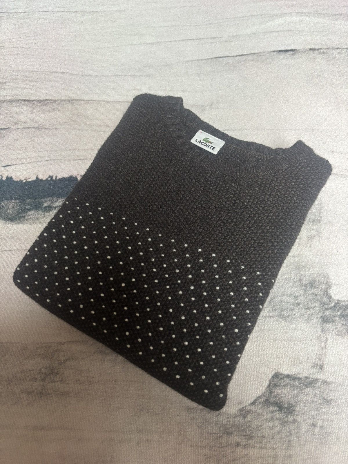 Lacoste Brown Lacoste sweatshirt size S with white polka dot pattern Size US S / EU 44-46 / 1 - 1 Thumbnail
