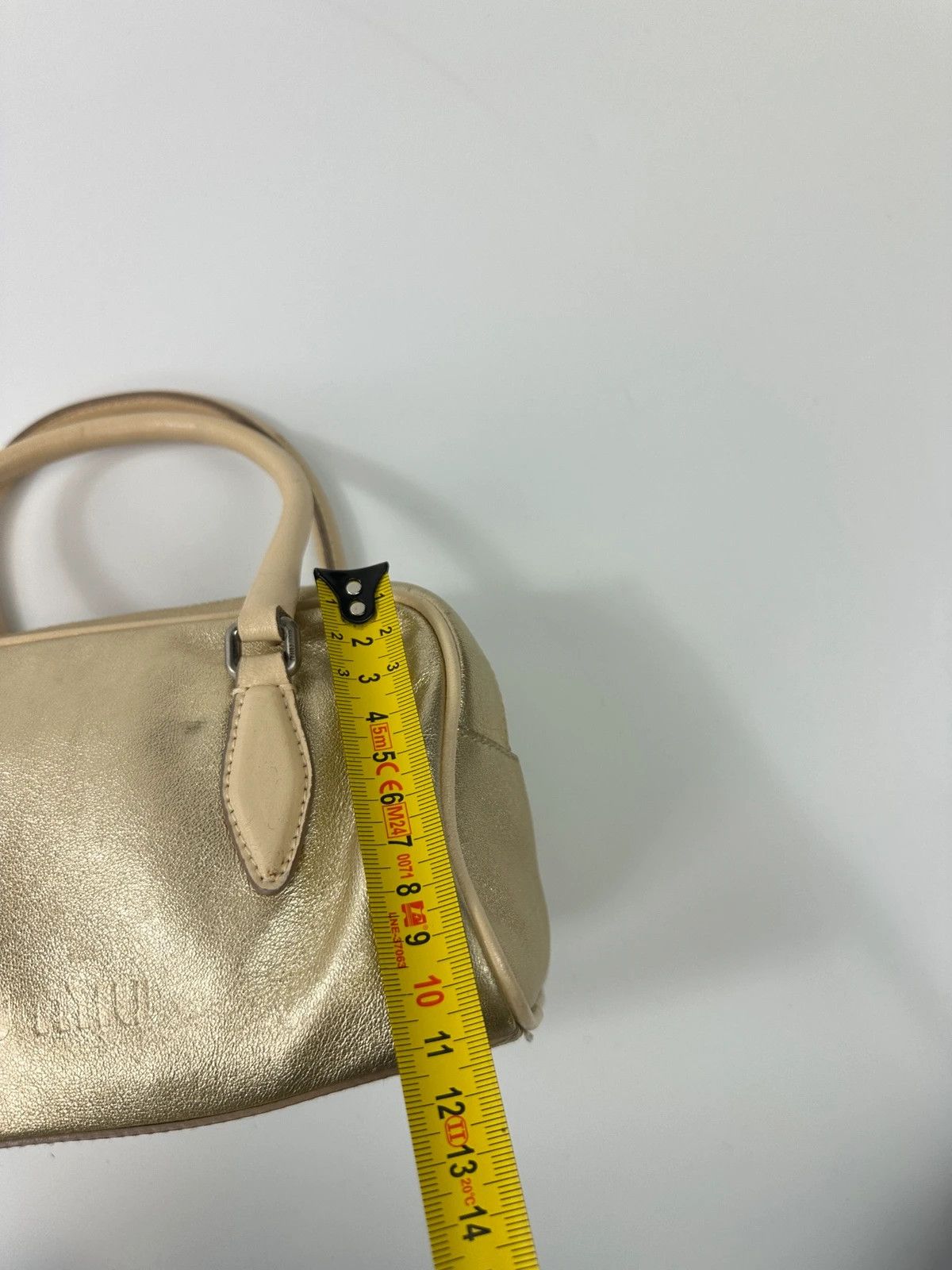 Miu Miu Miu Miu 90s Leather Gold Glitter Mini HandBag NanoSpeedy Size ONE SIZE - 19 Thumbnail
