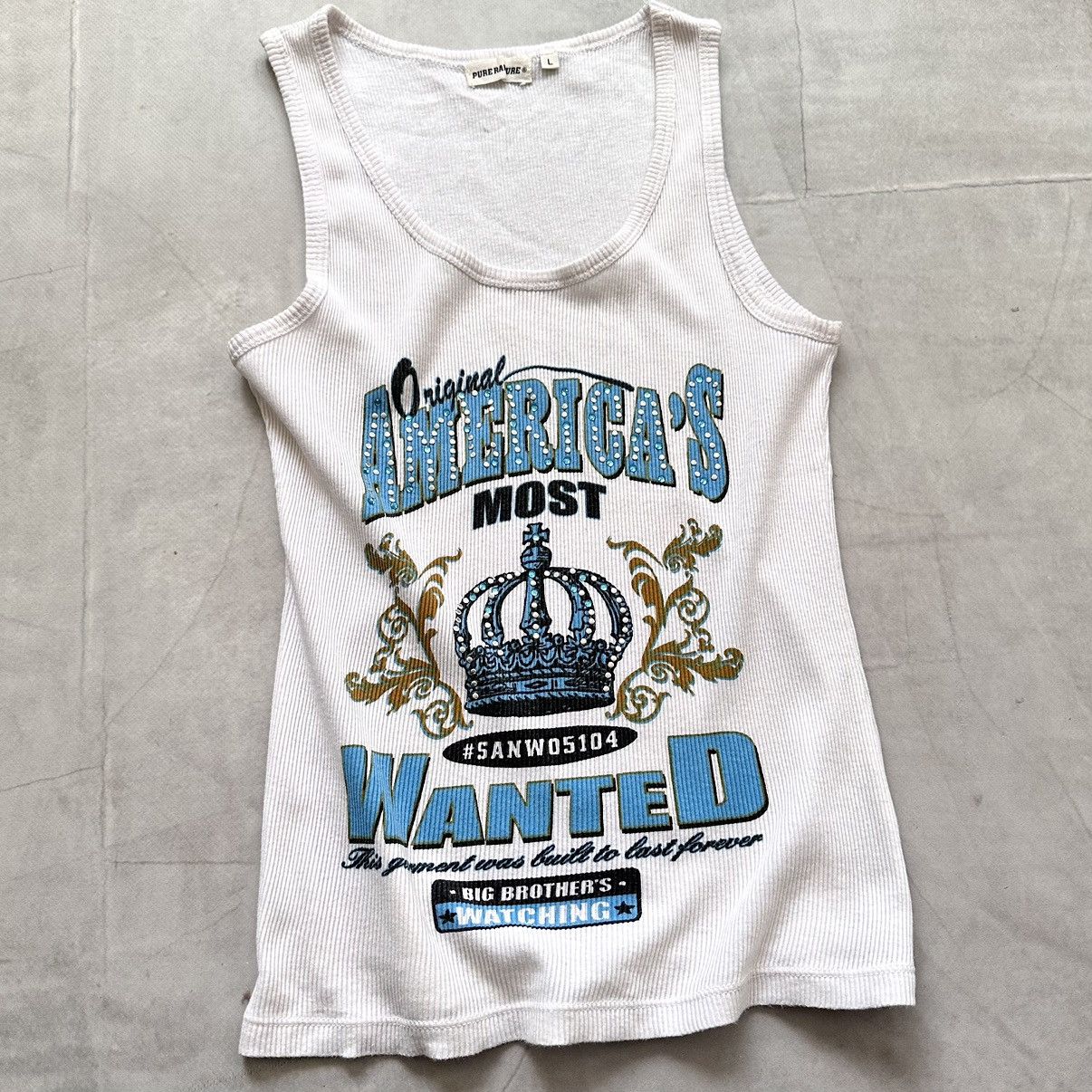 Hysteric Glamour 00s America's Most Wanted Ribbed Tank Top Cop Copine Vibe Size L / US 10 / IT 46 - 2 Thumbnail