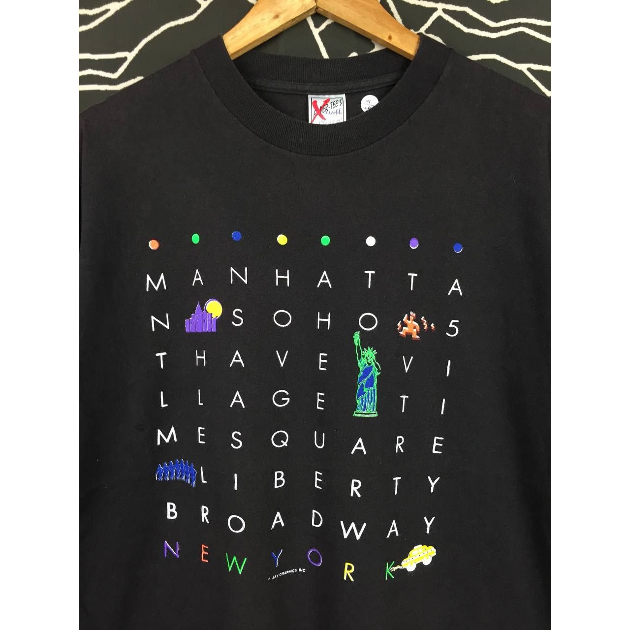 Vintage Vtg 90s Manhattan New York Graphic Art Single Stitch Tee Size US L / EU 52-54 / 3 - 3 Thumbnail