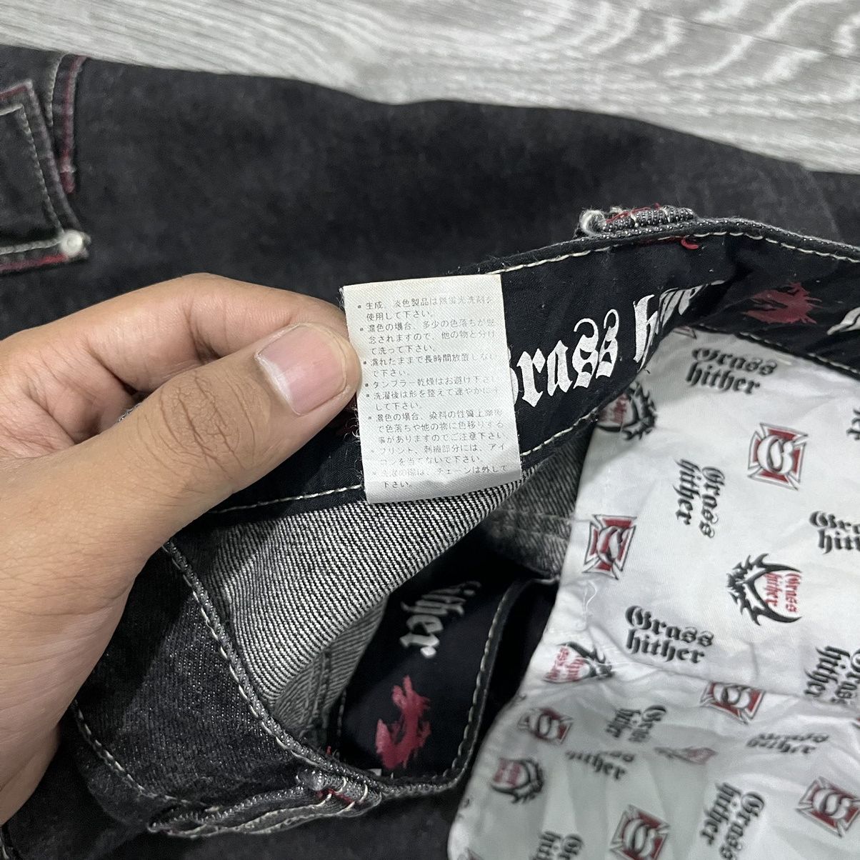 If Six Was Nine 🐲 Grass Hither Embroidery Baggy Cargo Black Denim Pant Size US 40 / EU 56 - 16 Thumbnail