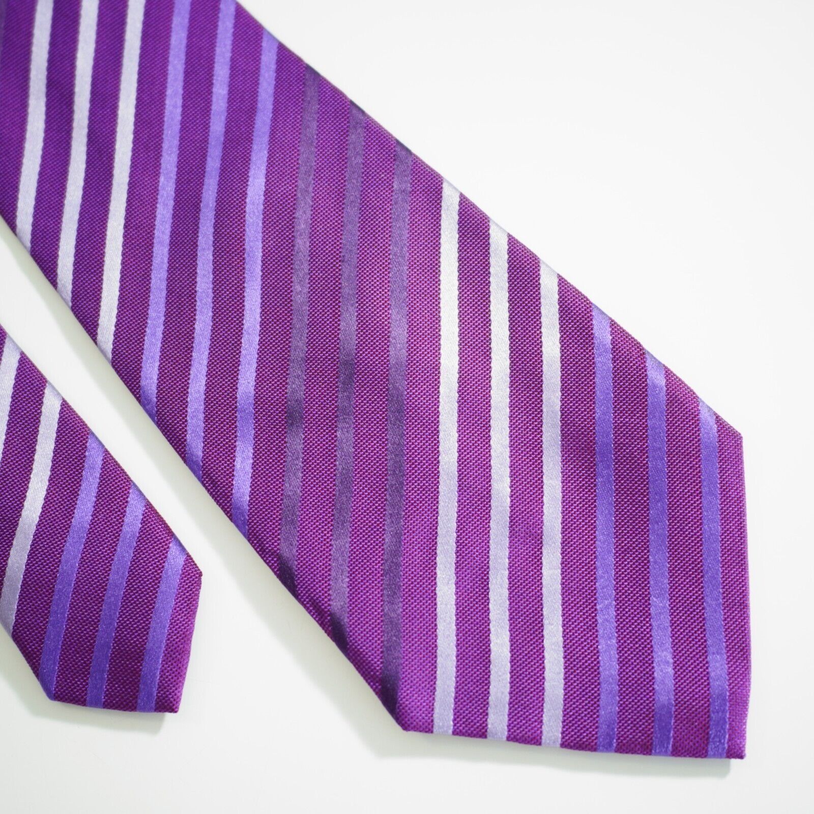 BCBGeneration BCBG Attitude Purple Woven Striped Silk Tie Size ONE SIZE - 1 Thumbnail