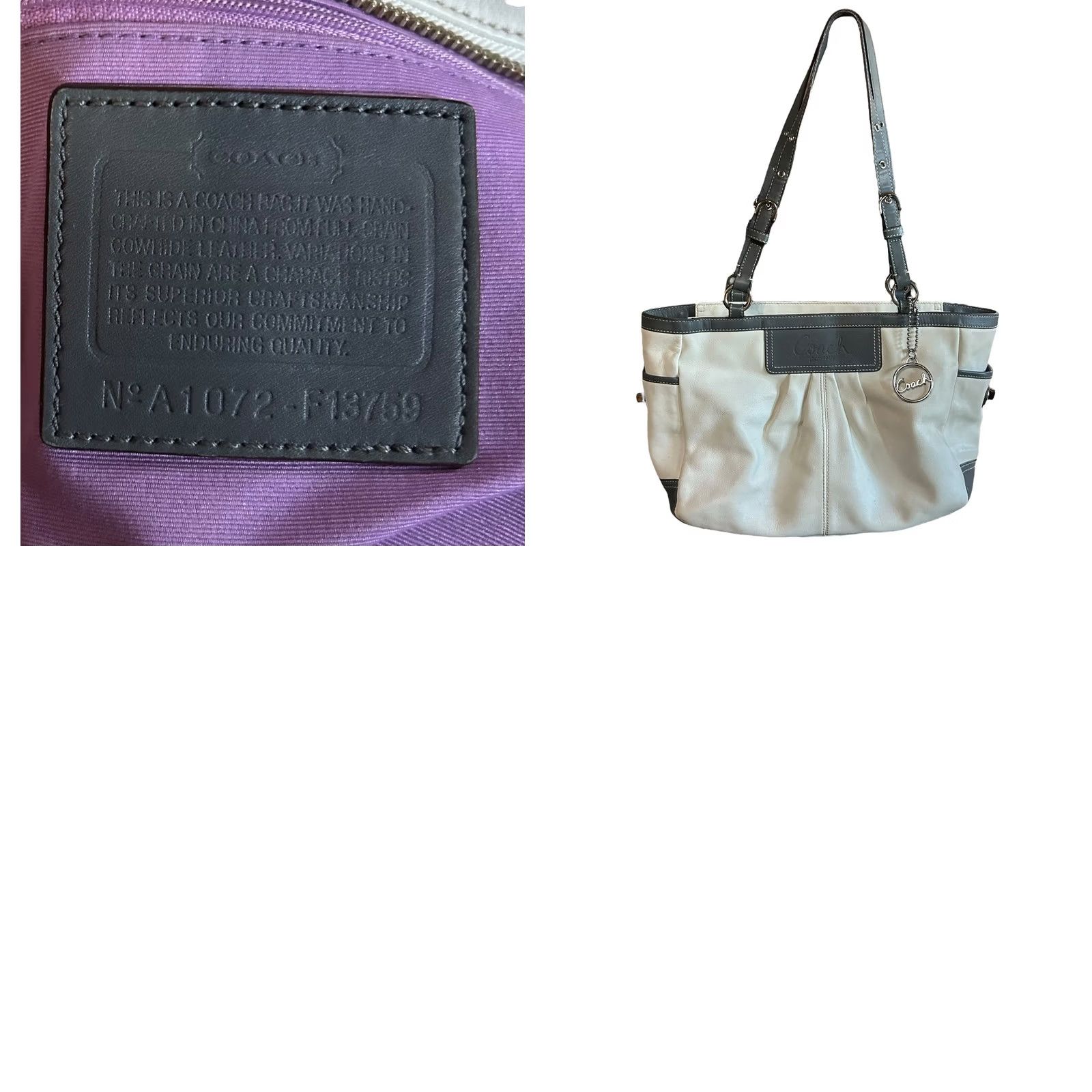 Coach Coach East West Gallery Tote Women Medium Leather Shoulder Bag Purse White Gray Leather Size ONE SIZE - 11 Thumbnail