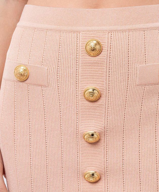 Balmain o1s1wg110725 Patterned Mini Skirt in Pink Size 28" / US 6 / IT 42 - 5 Thumbnail
