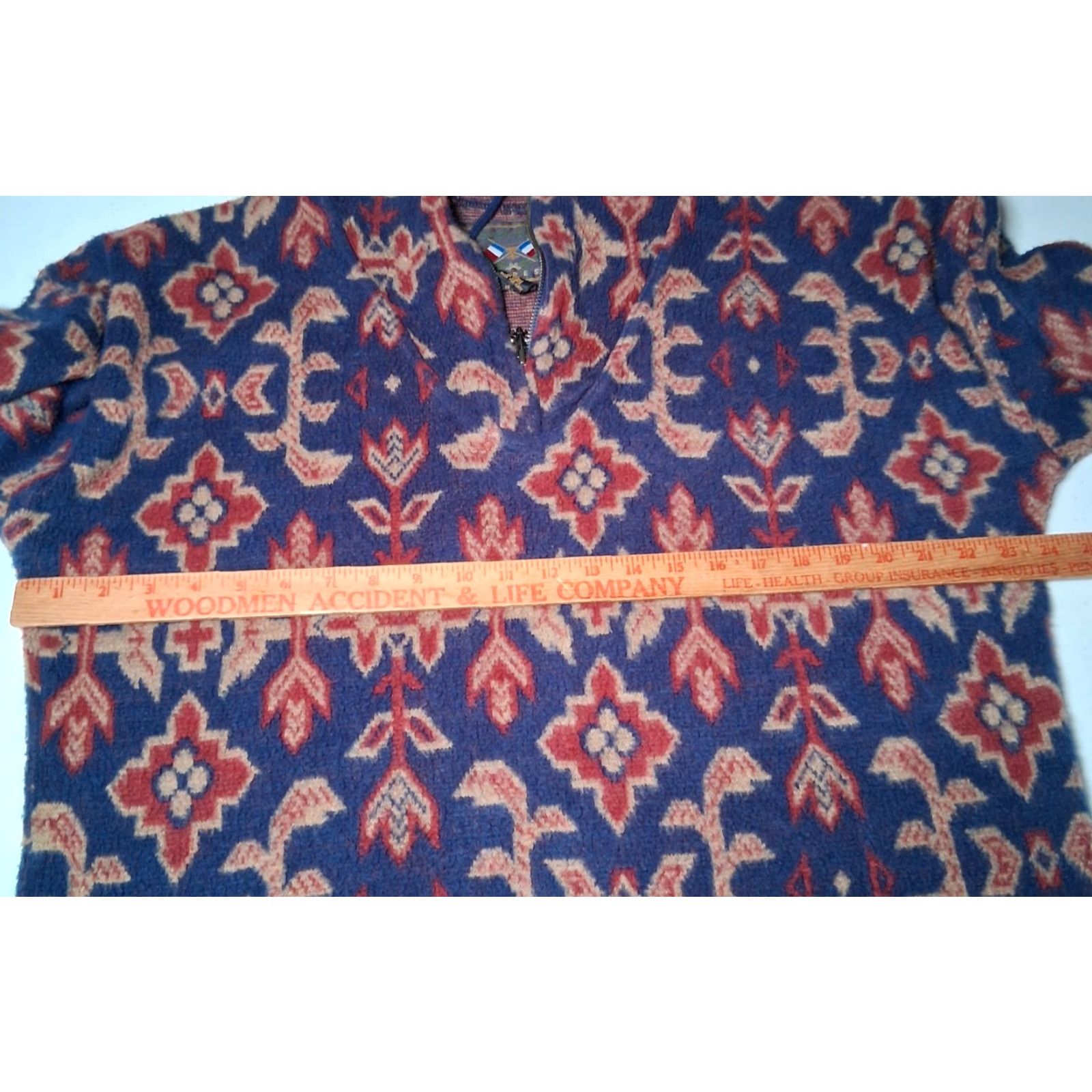 Express VINTAGE Express 1/4 Zip Fleece Shirt Jacket Women S Blue Floral Southwest 1990s Tricot Read 90s Vintage Size S / US 4 / IT 40 - 3 Thumbnail