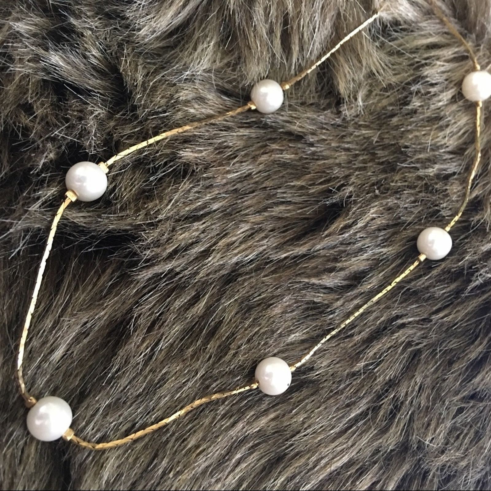 Jewelry Vintage gold tone box chain with pearls necklace Size ONE SIZE - 6 Thumbnail