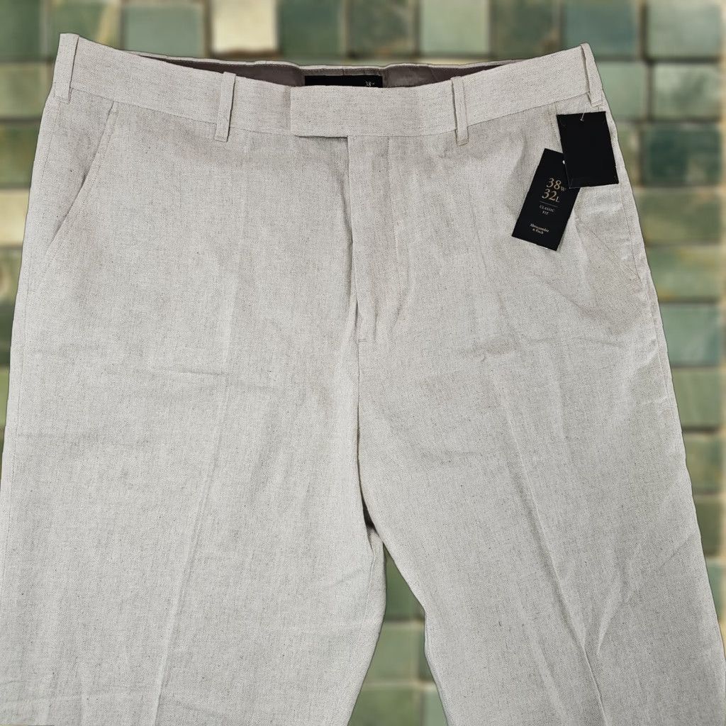 Abercrombie & Fitch Abercrombie & Fitch Dress Pants Mens 38x30 Beige Classic Fit Flat Front Size US 38 / EU 54 - 1 Thumbnail
