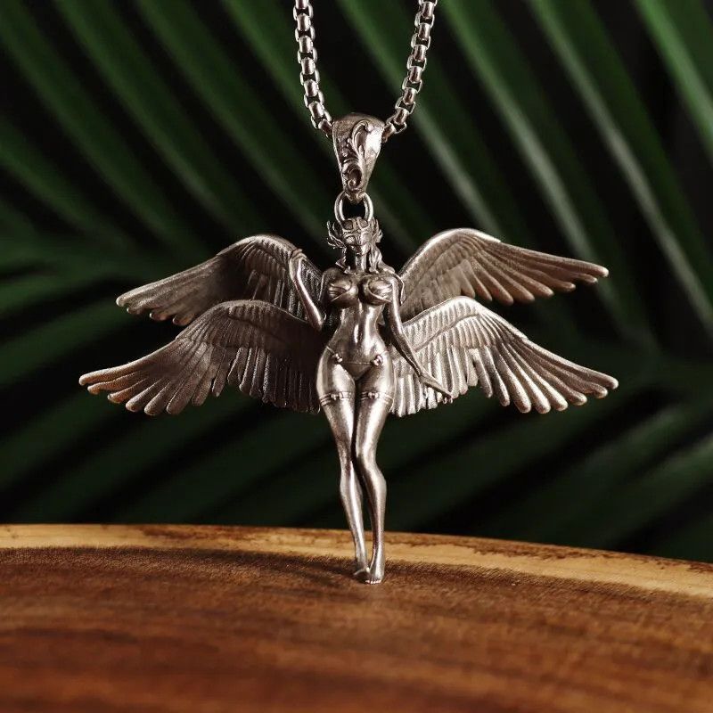 Jewelry Four-Winged Angel Pendant Angel Beast Goddess Necklace Size ONE SIZE - 3 Thumbnail
