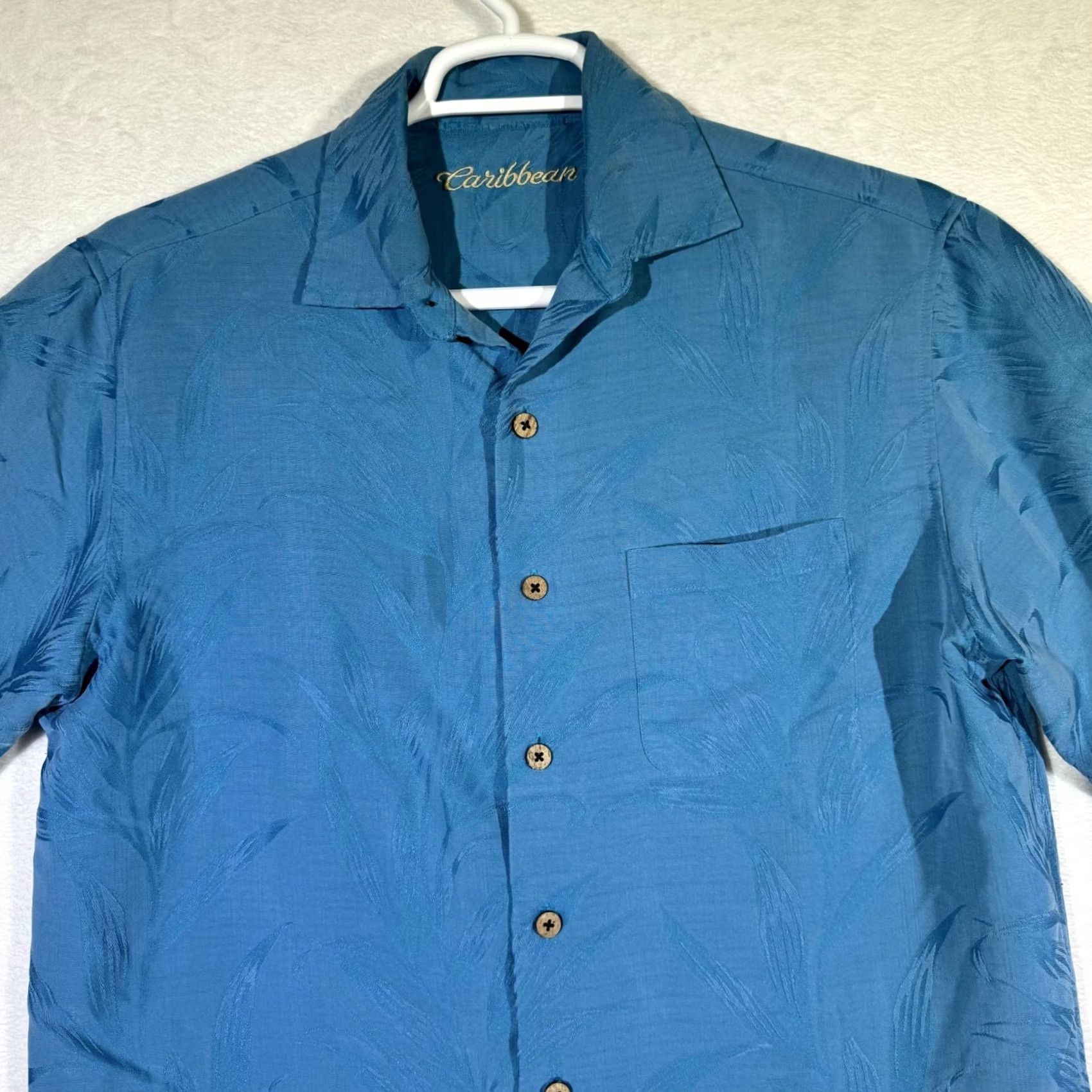 Altea Caribbean Button-Up Hawaiian Shirt Mens M Teal Blue Floral 100% Polyester Lightweight Easy Care Pockets Spring Summer Modern Tropical Size US M / EU 48-50 / 2 - 5 Thumbnail
