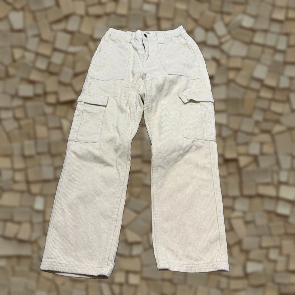 Pacsun Pacsun Pants Women's Size Small White Corduroy Straight Cargo Pants Regular Cotton Pockets Pattern Solid Size 28" / US 6 / IT 42 - 1 Thumbnail