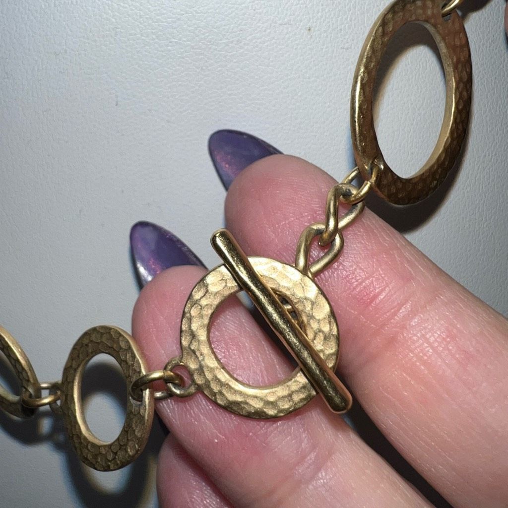 Vintage Vintage Modernist Toggle Closure Circular Link Gold Tone Nec Size ONE SIZE - 4 Thumbnail
