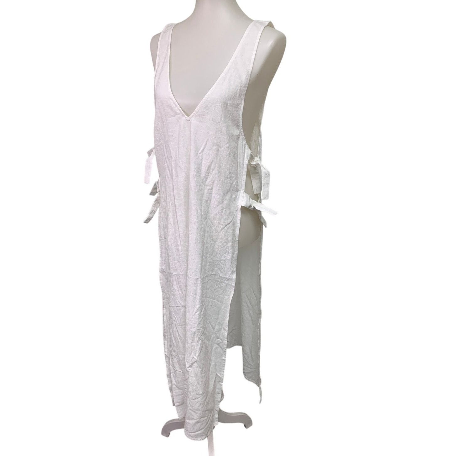 American Eagle Outfitters New Aerie Side Tie White Cotton Maxi Dress Swim  Coverup Cape | Grailed