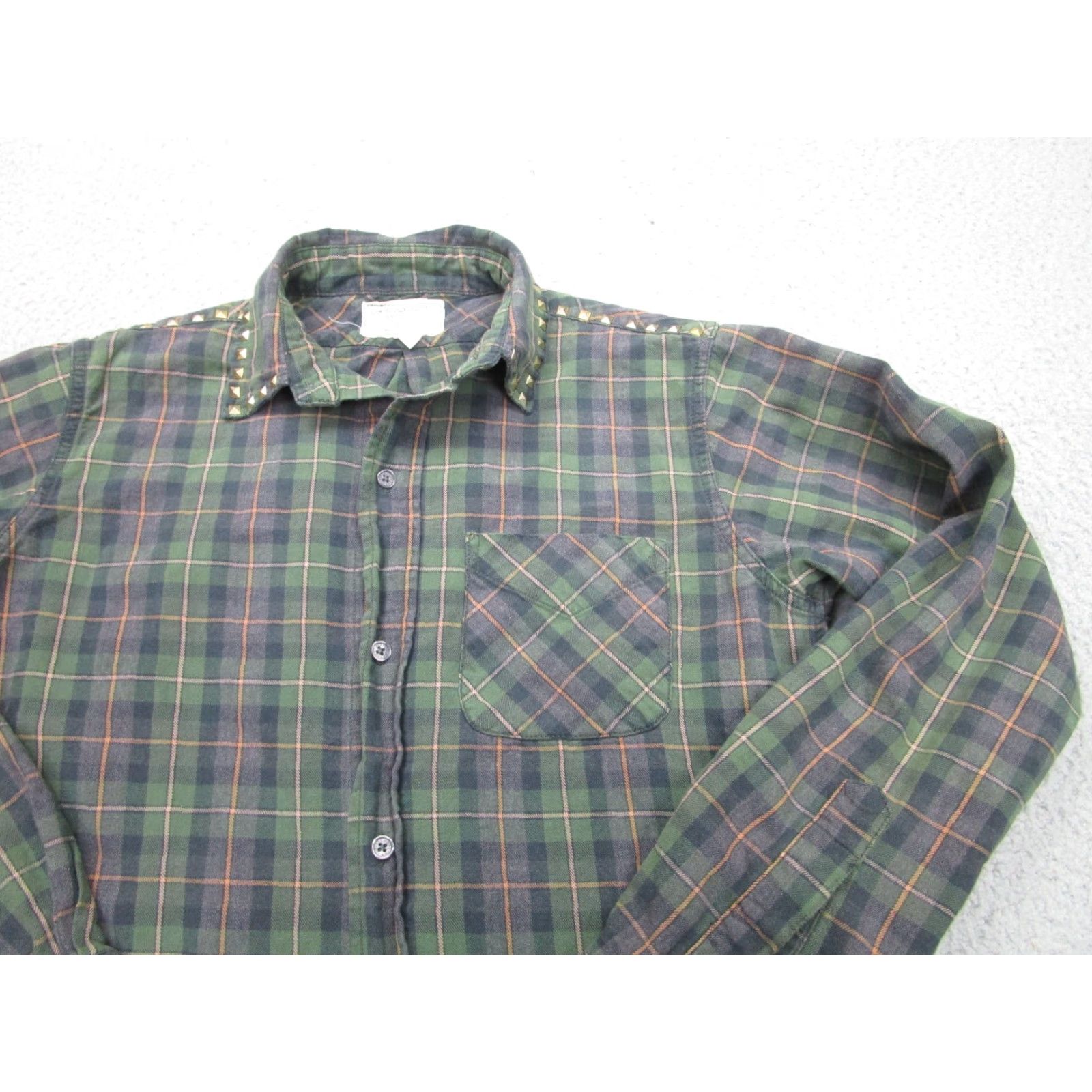 Vintage Current/Elliott Shirt Womens S Oversized Studded Punk Grunge Indie Y2K Skater Boho Green Size S / US 4 / IT 40 - 3 Thumbnail