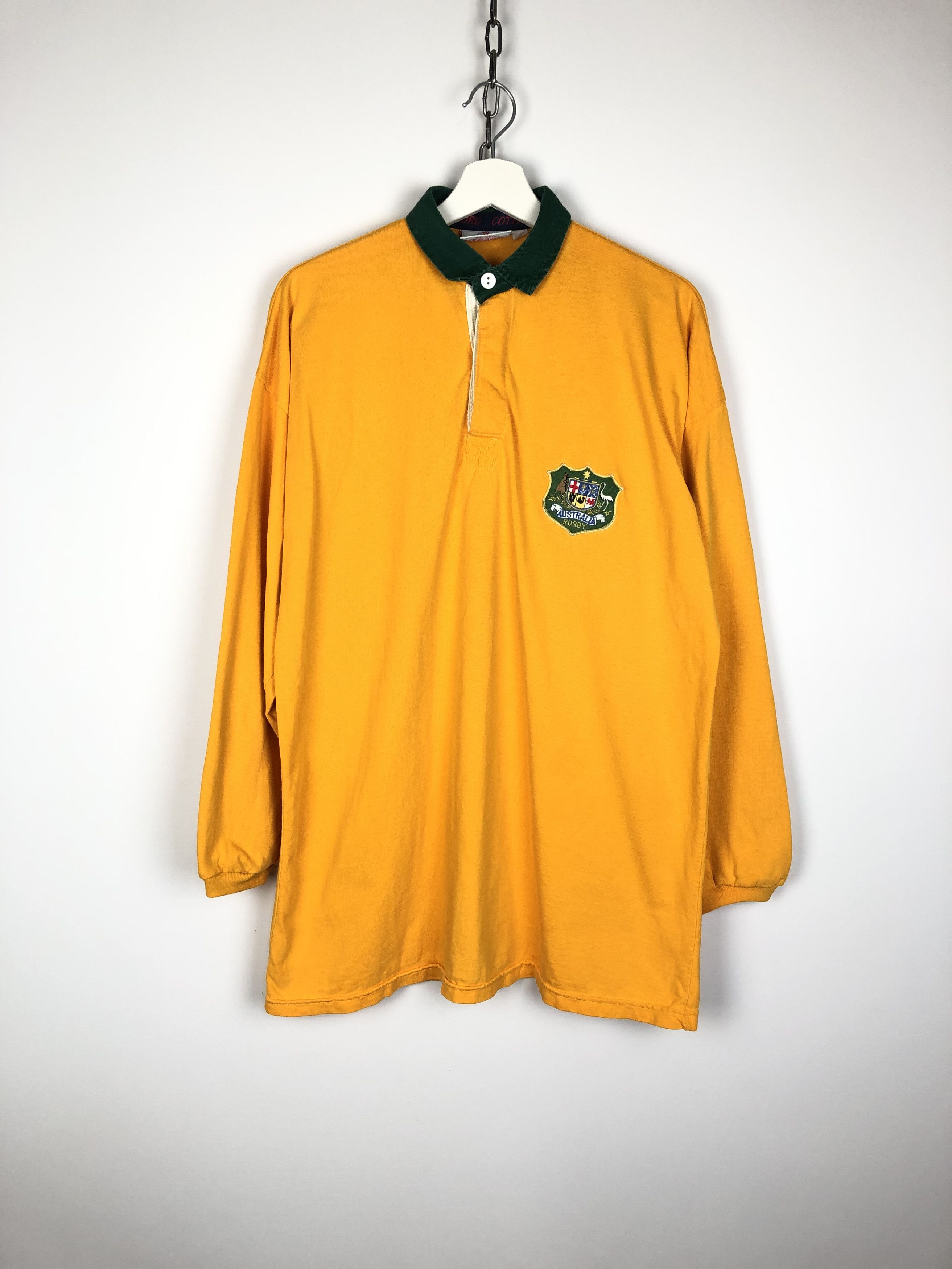 image of Classics Australia x Cotton Oxford Wallabies Australia Rugby Team Long Sleeve in Yellow (Size XL)