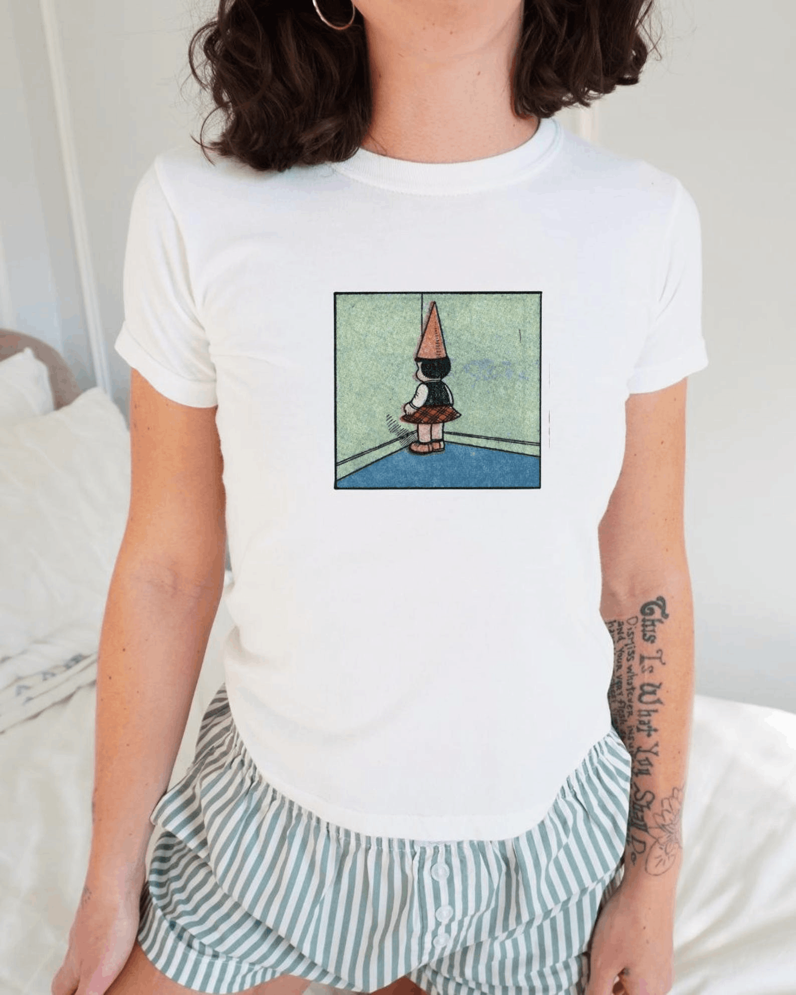 Other Face The Wall Baby Tee – Y2K Retro Streetwear Graphic Top Size S / US 4 / IT 40 - 1 Thumbnail