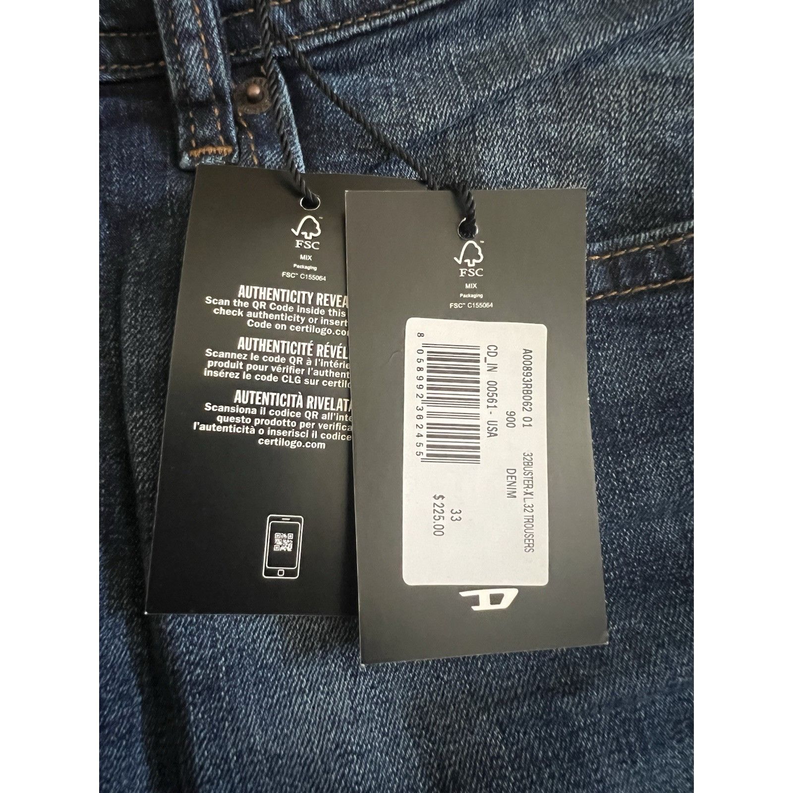 Diesel Diesel Mens Buster Tapered Jeans RB062 Blue $225 Size 33/32 Size US 33 - 7 Thumbnail