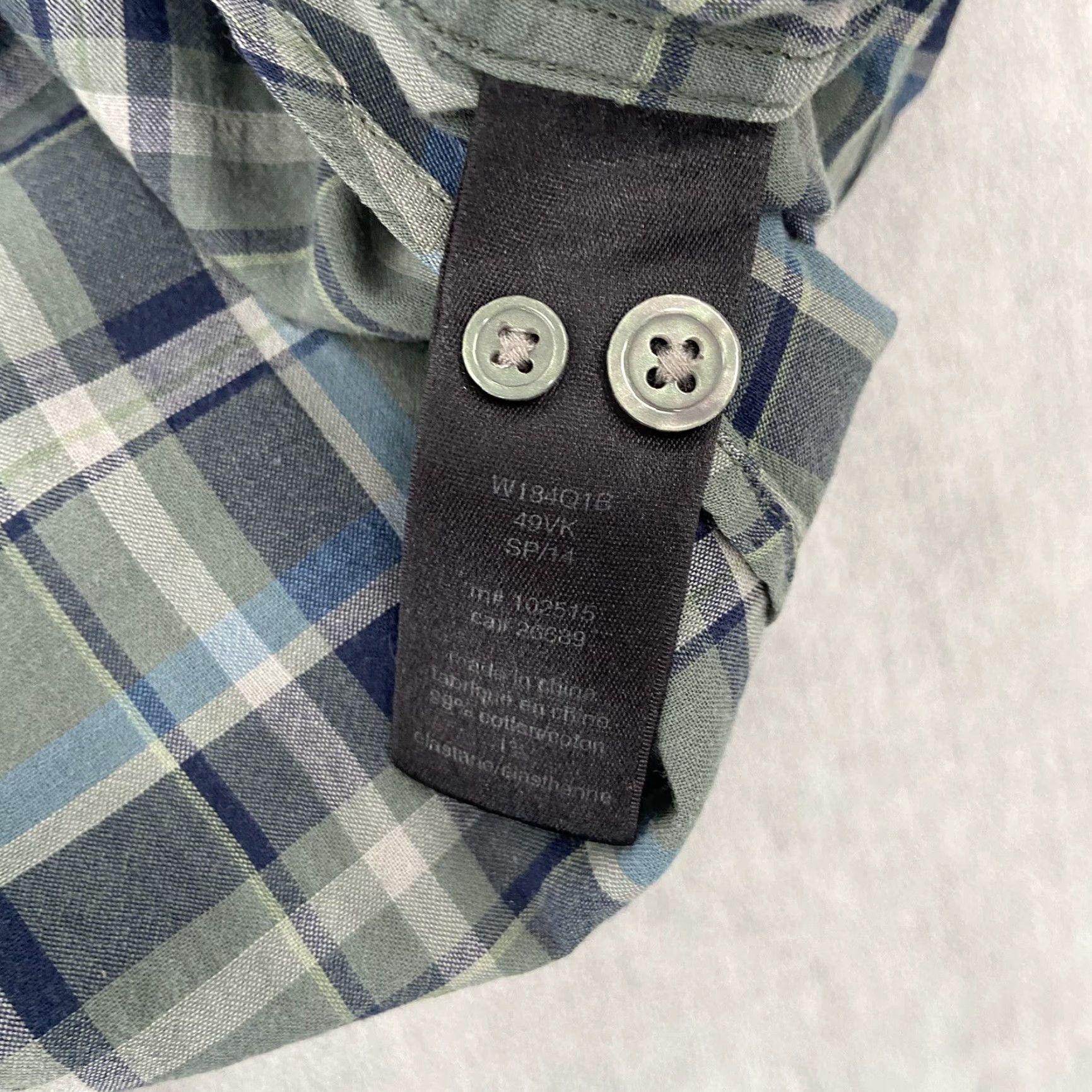 John Varvatos John Varvatos Shirt Adult Small Green Plaid Button-Up Long Sleeve Mens S Cotton Vintage No Size US S / EU 44-46 / 1 - 6 Thumbnail