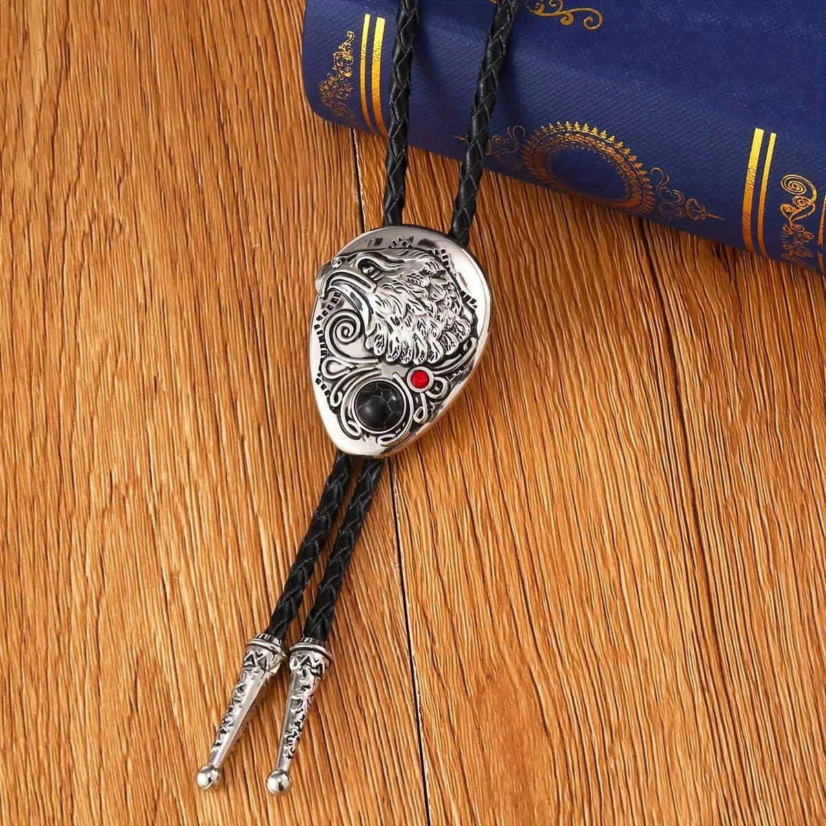 Vintage Synthetic Zircon Geometric Eagle Rope Bolo Tie Size ONE SIZE - 1 Thumbnail