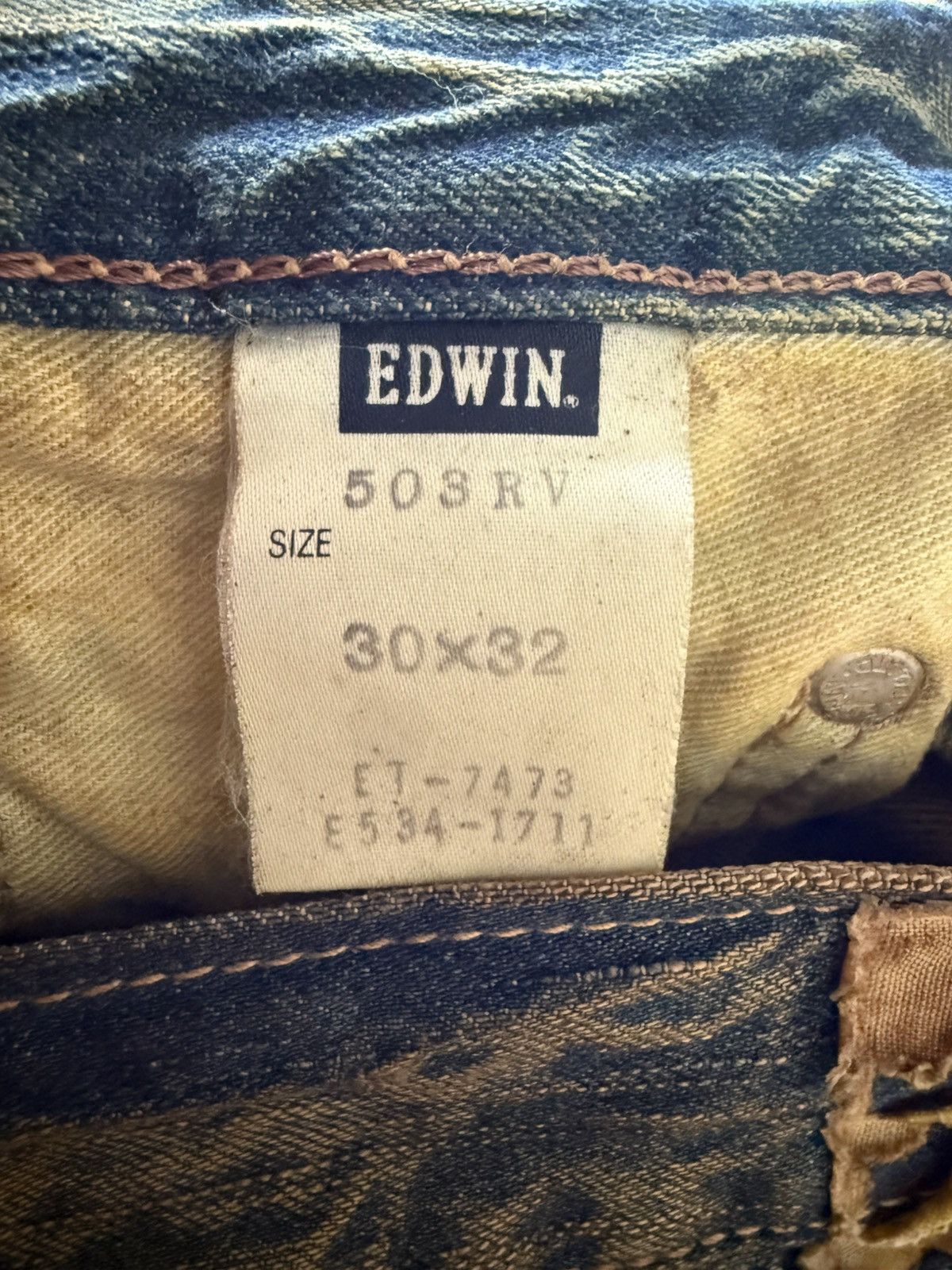 If Six Was Nine EDWIN 503 Muddy Wash Patin Fade Studded Loose Jeans Size US 32 / EU 48 - 23 Thumbnail