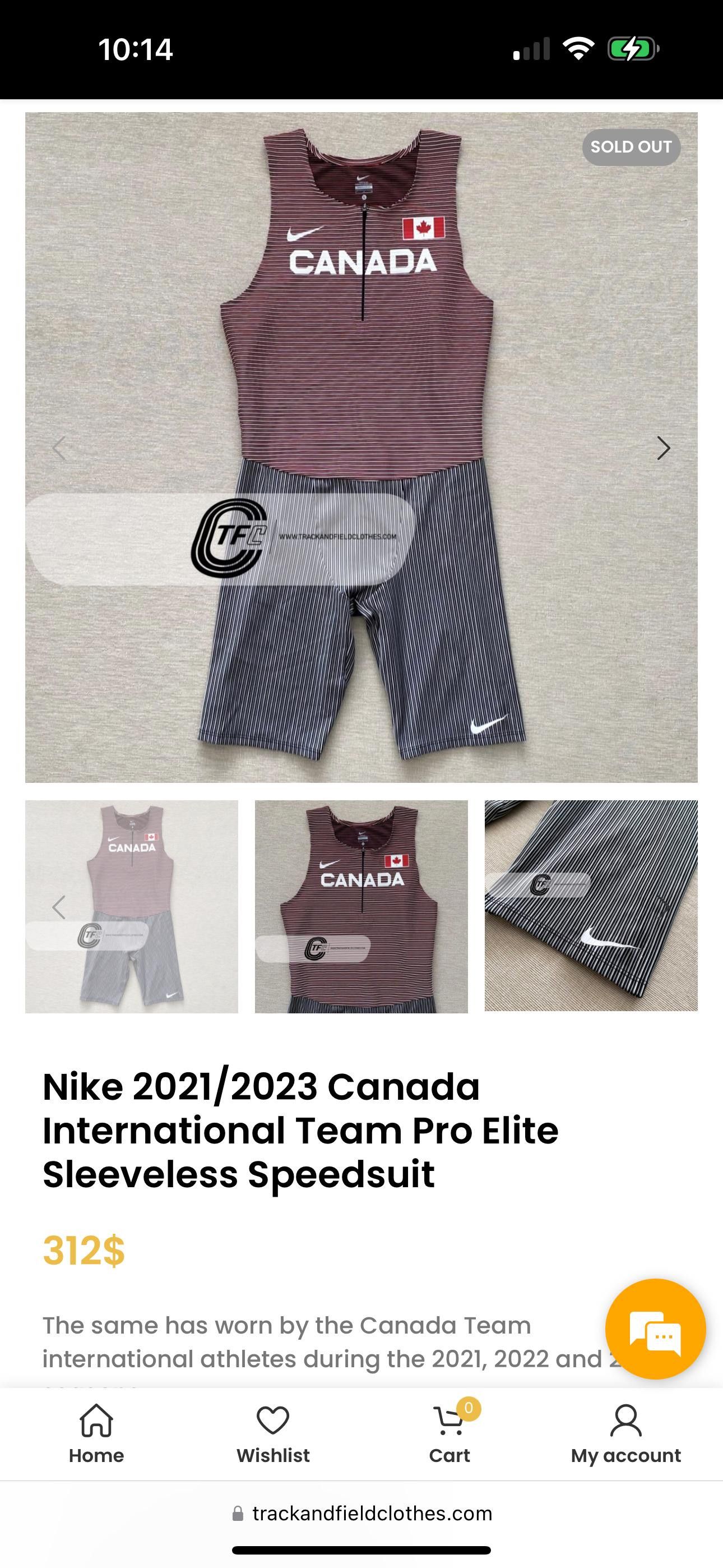 Nike Nike Men’s Pro Elite 2020 Canada Olympics Sleeve Racing Speedsuit Size US 34 / EU 50 - 9 Thumbnail