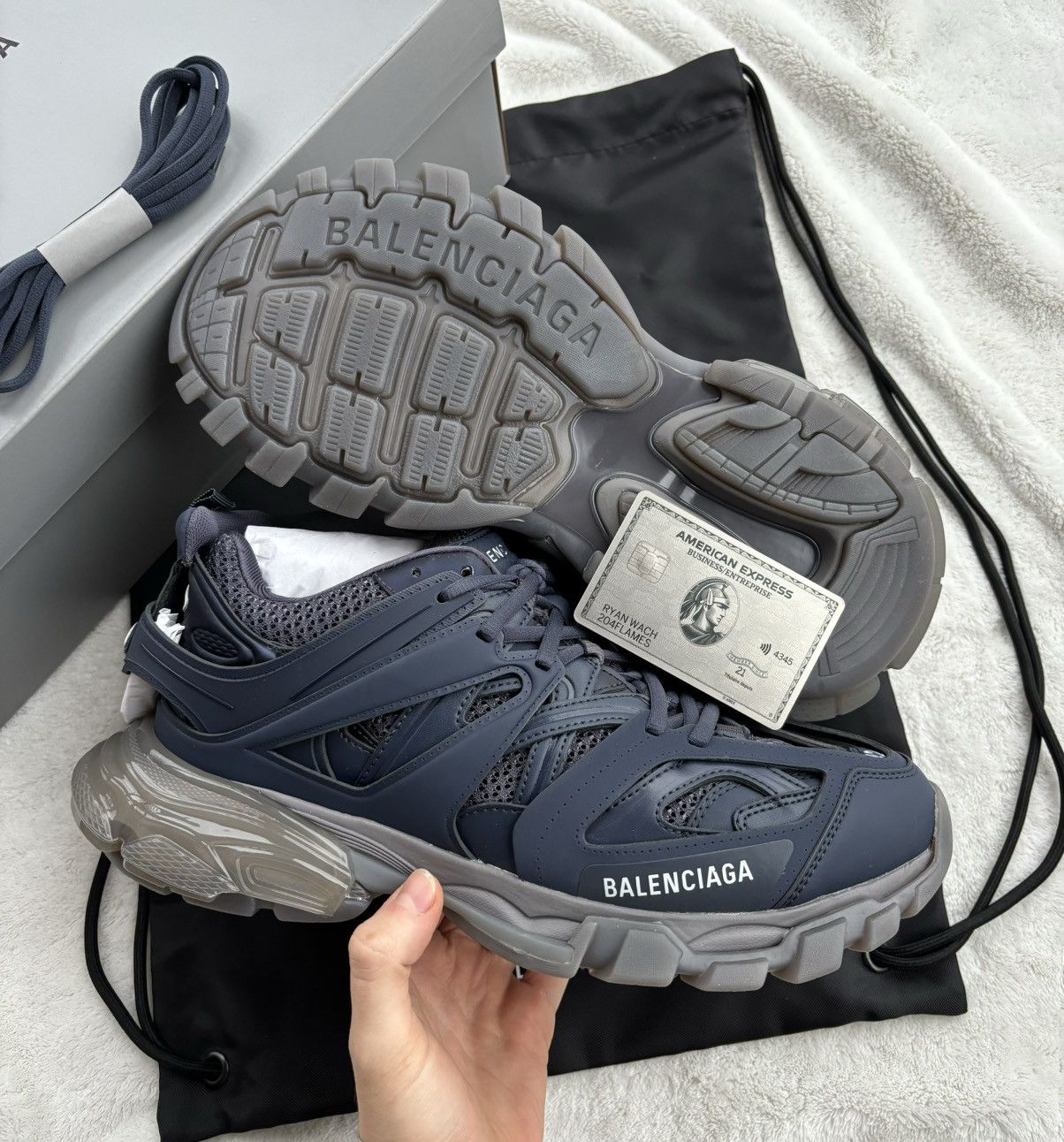Balenciaga Balenciaga Navy/Grey Track Sneakers Size US 9 / EU 42 - 2 Thumbnail