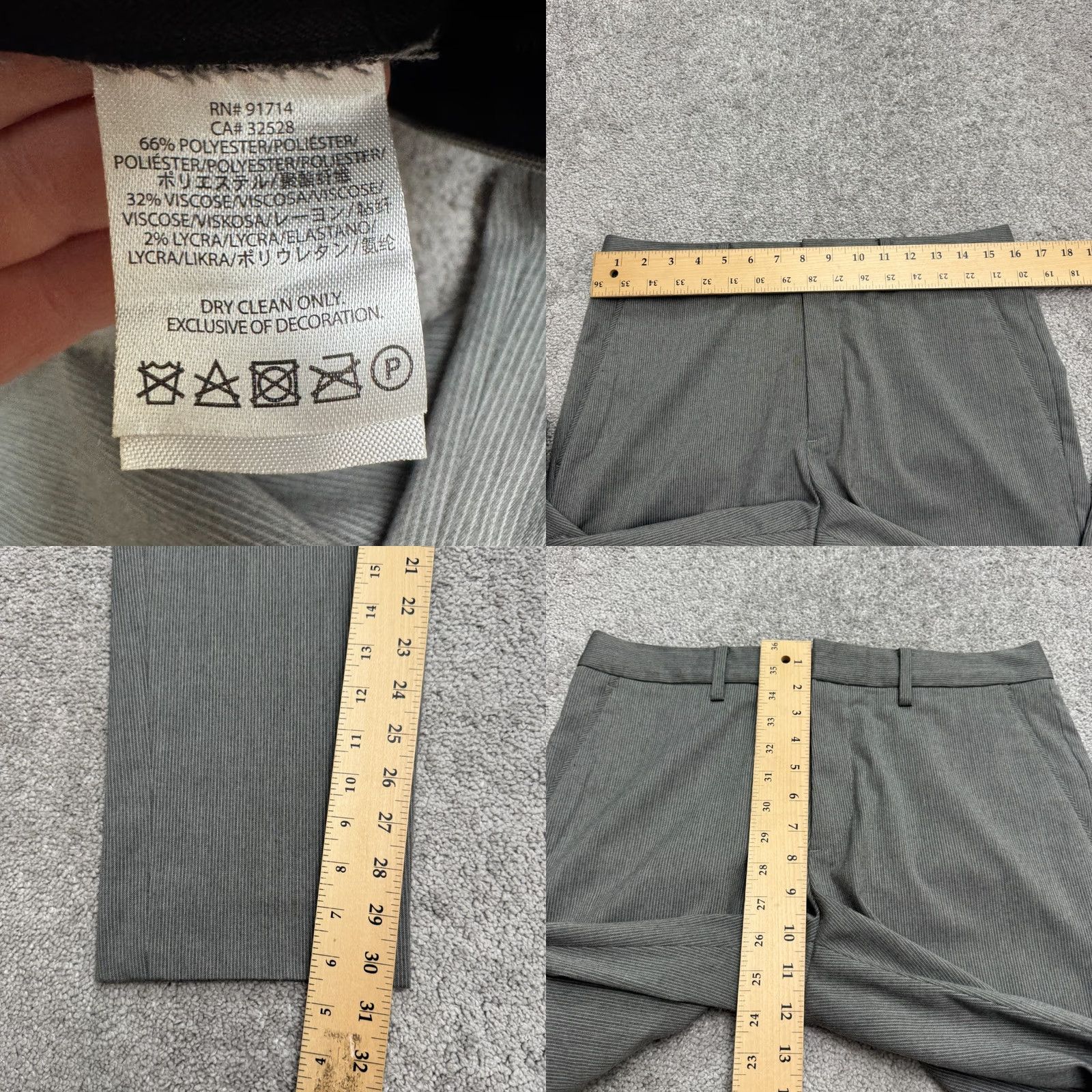 Armani Exchange A/X Armani Exchange Dress Pants Mens 31R Gray Pinstriped Straight Flat Front Size US 31 - 9 Thumbnail