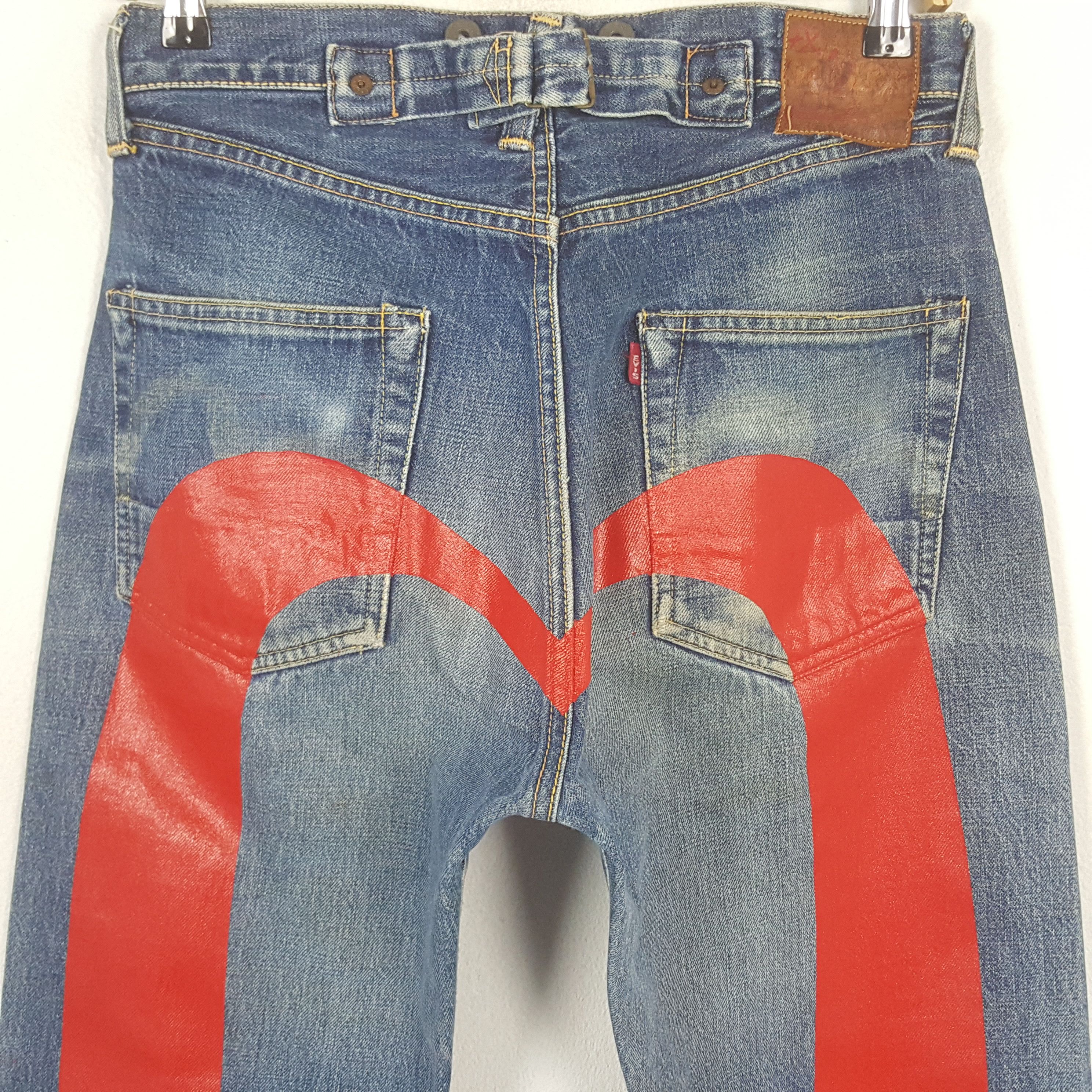 Evisu Vintage Evis Selvedge Daicock Art Denim Jeans C297N1 Size US 29 - 2 Thumbnail