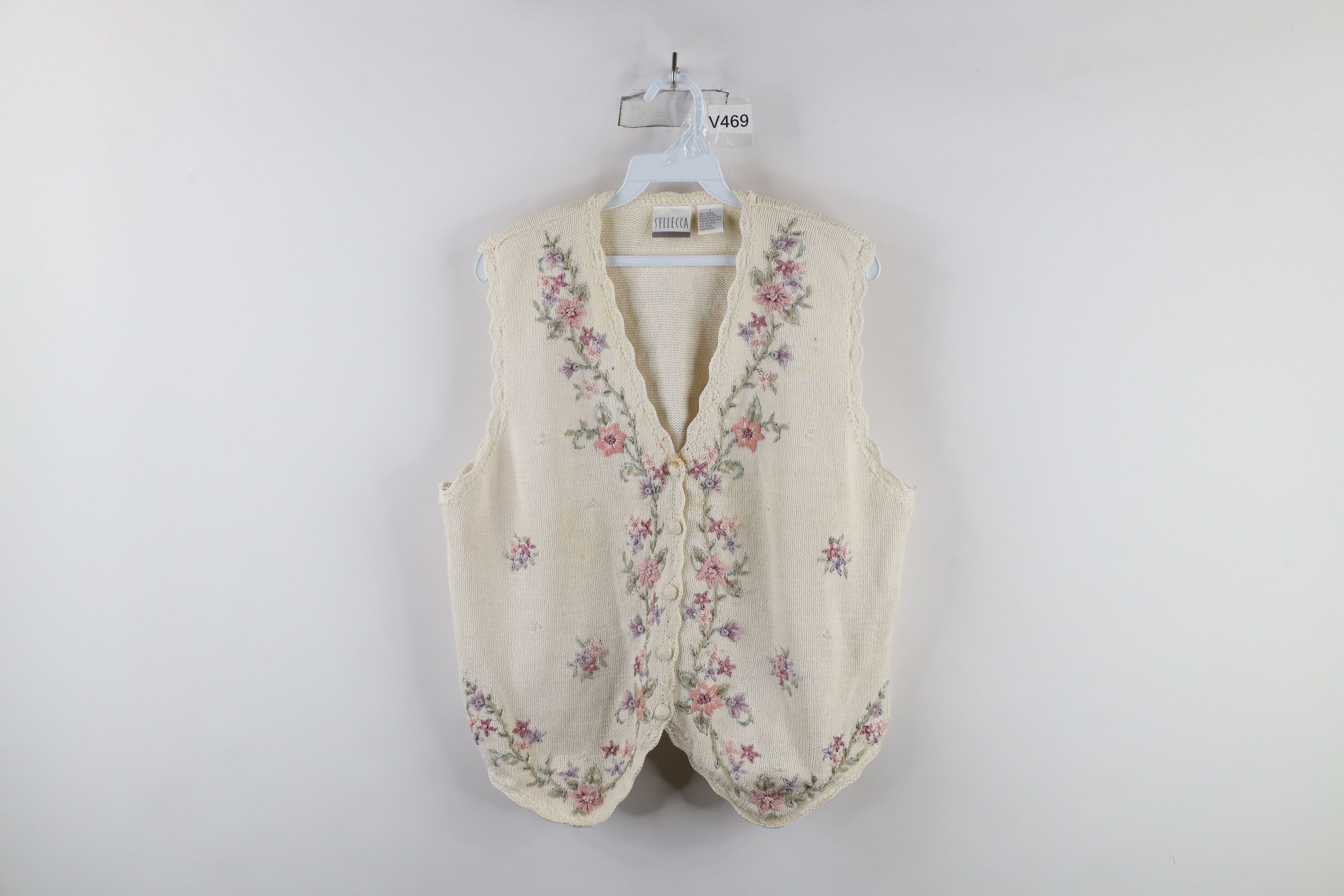 Vintage Vintage 90s Streetwear Flower Cardigan Sweater Vest Size L / US 10 / IT 46 - 1 Thumbnail