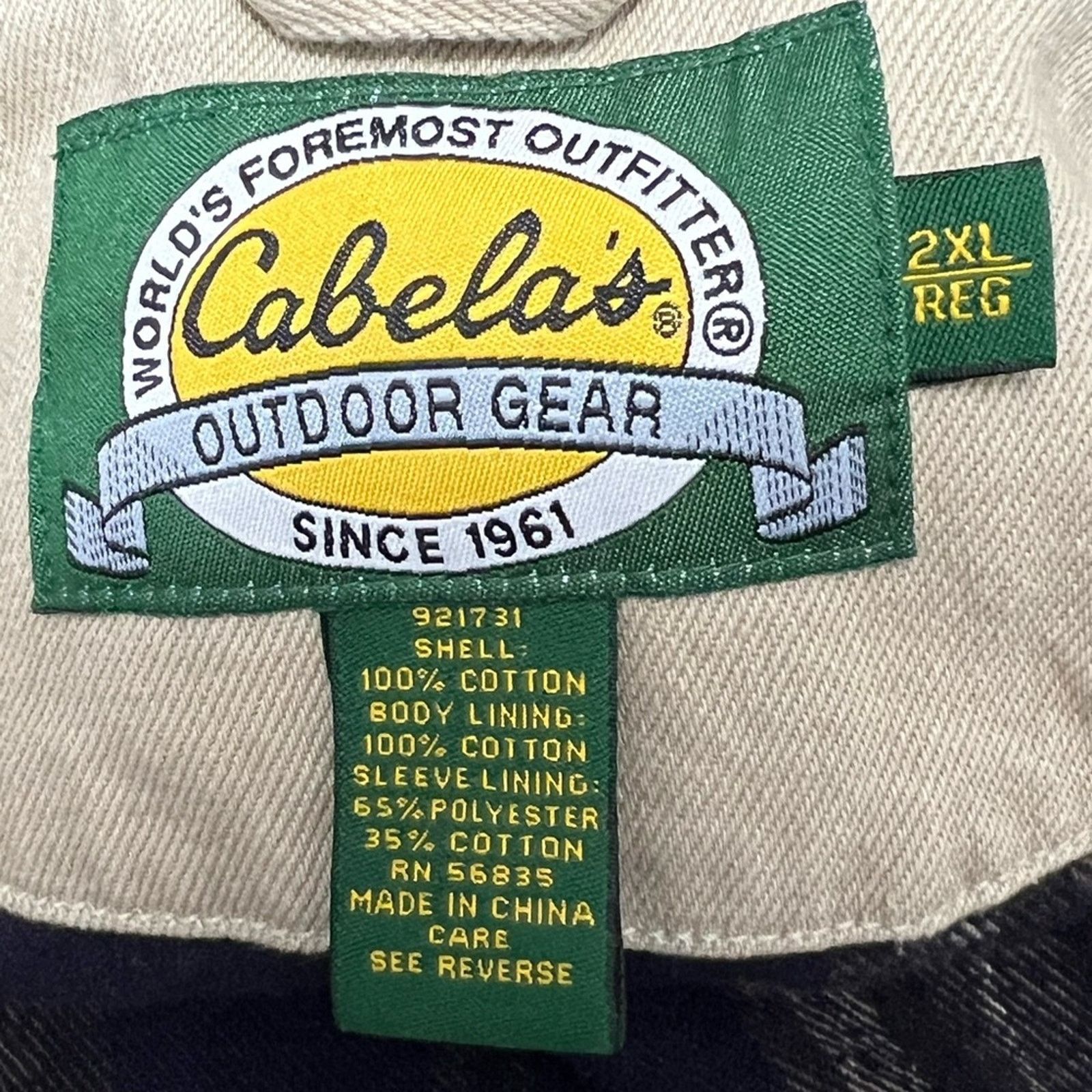 Cabelas Chore Jacket Mens 2XL XXL Beige Brown Collared Cabelas Size US XXL / EU 58 / 5 - 4 Thumbnail