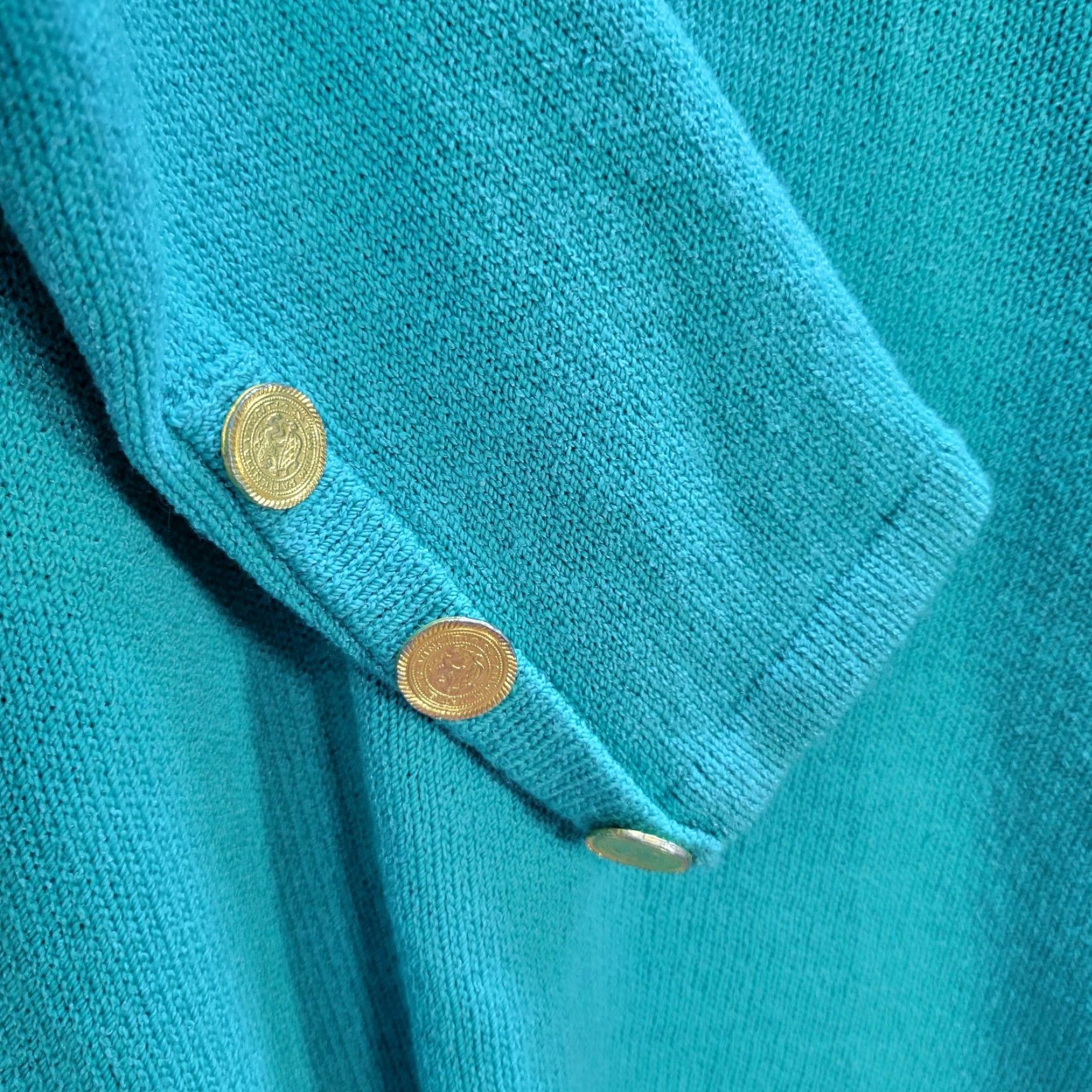 Vintage Don Sayres for Wellmore Turquoise Knit Wool Rayon Jacket Blazer Double-Breasted Sz 8 Womens Size M / US 6-8 / IT 42-44 - 8 Thumbnail