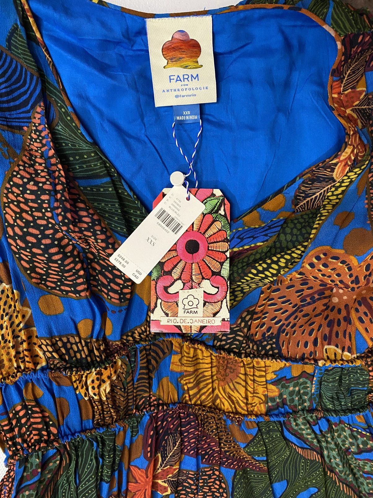 Farm Rio Farm Rio x Anthropologie Puff Sleeve Maxi Dress Carnival NWT Size XXS / US 00 / IT 34 - 6 Thumbnail