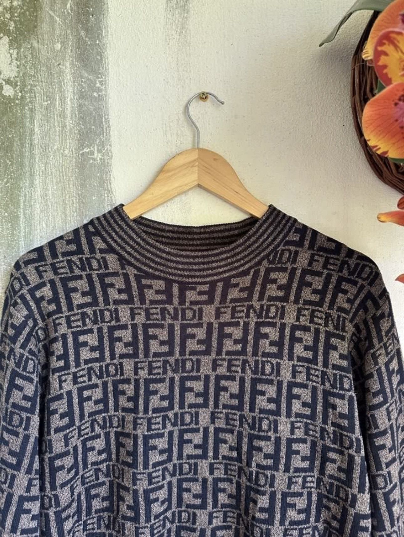 Fendi 🔅Rare🔅 Fendi Knitwear Zucca Monogram Logo Wool Sweater Size US M / EU 48-50 / 2 - 5 Thumbnail