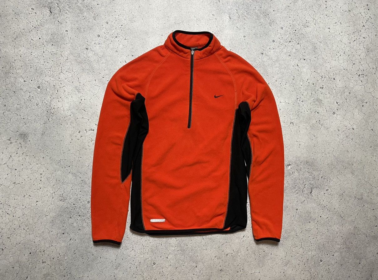 Nike × Vintage Vintage Fleece Jacket 1/2 Zip Pullover Nike Y2K Drill Swoosh Size US S / EU 44-46 / 1 - 1 Thumbnail