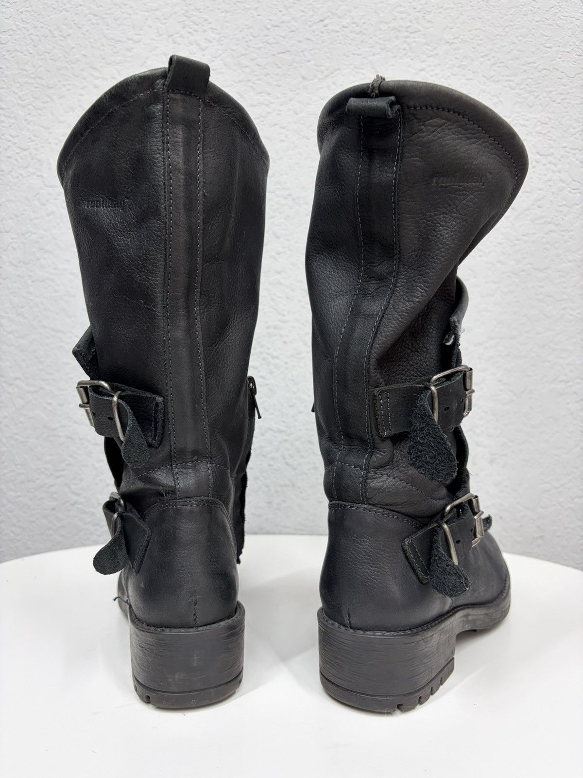 If Six Was Nine Vintage Italian AS 98 Rick Owens Style Leather Biker Boots Size US 7 / IT 37 - 7 Thumbnail
