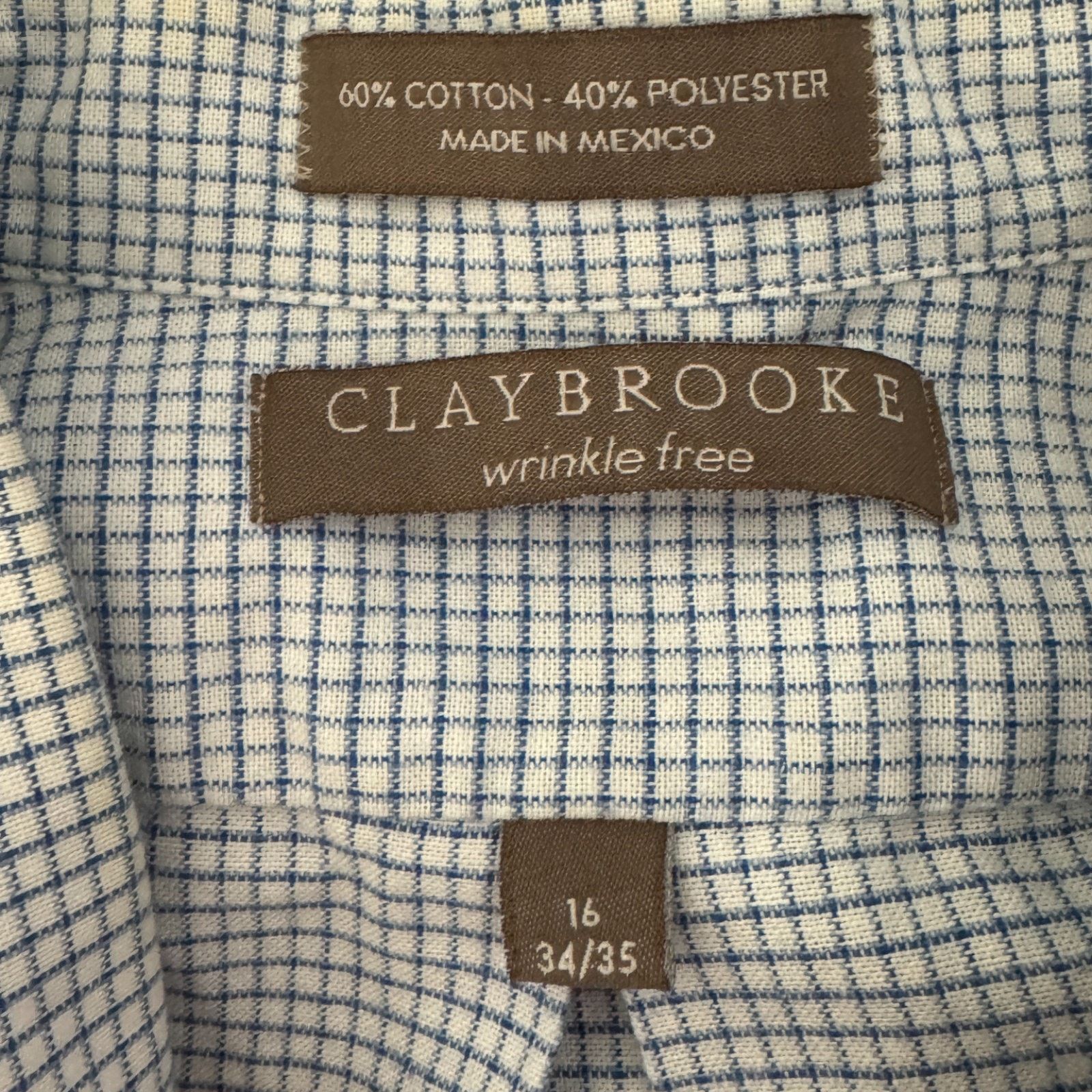 Other Claybrooke Wrinkle Free Button Up Shirt 16 34/35 Blue Check Size US L / EU 52-54 / 3 - 12 Thumbnail