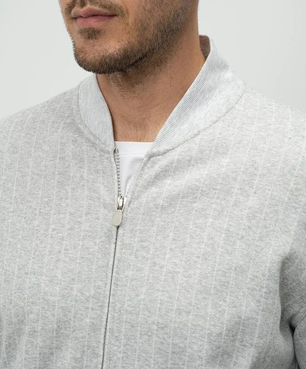Brunello Cucinelli o1w1db10326 Bomber Jacket in Grey Size US L / EU 52-54 / 3 - 4 Thumbnail