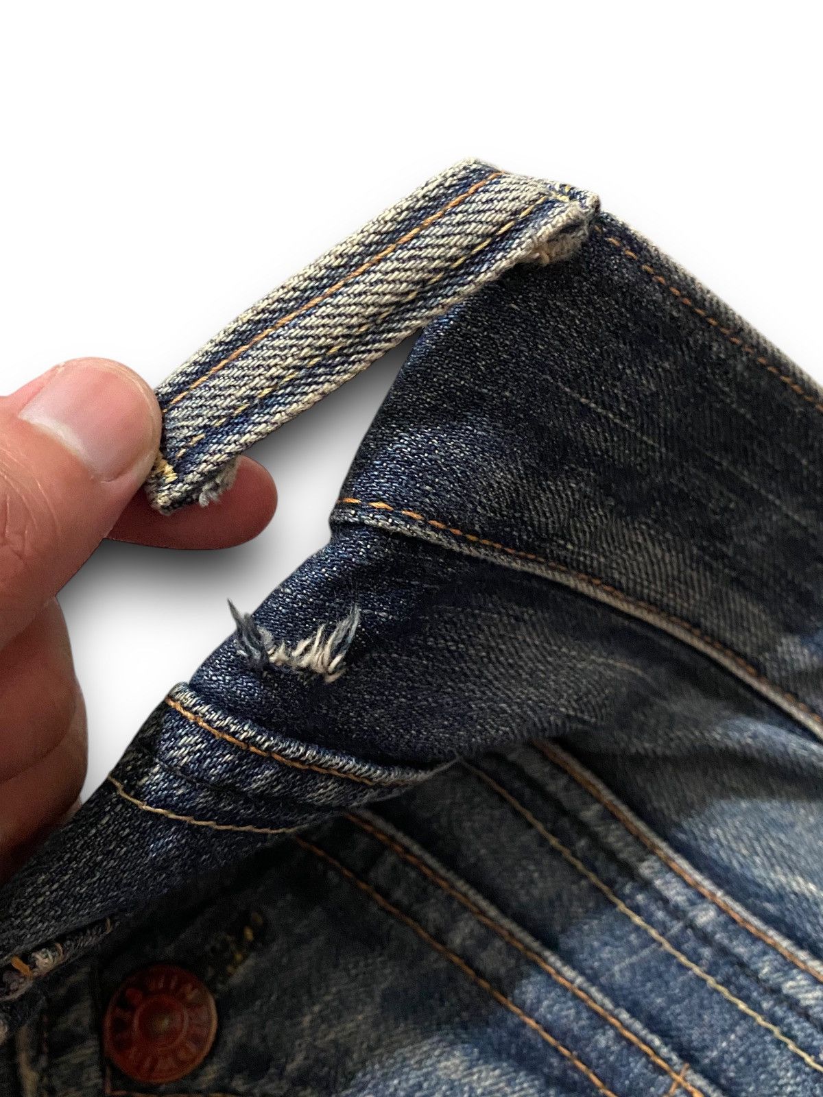 Edwin × Le Grande Bleu (L.G.B.) FLARE Edwin 503 Blue Trip Dirty Wash Distressed Jeans Size US 37 - 15 Thumbnail