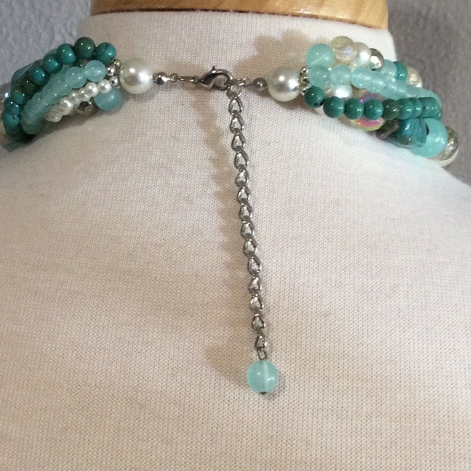 Other Multi-strand Turquoise, Clear, Blue and Silver Bead Necklace Size ONE SIZE - 9 Thumbnail